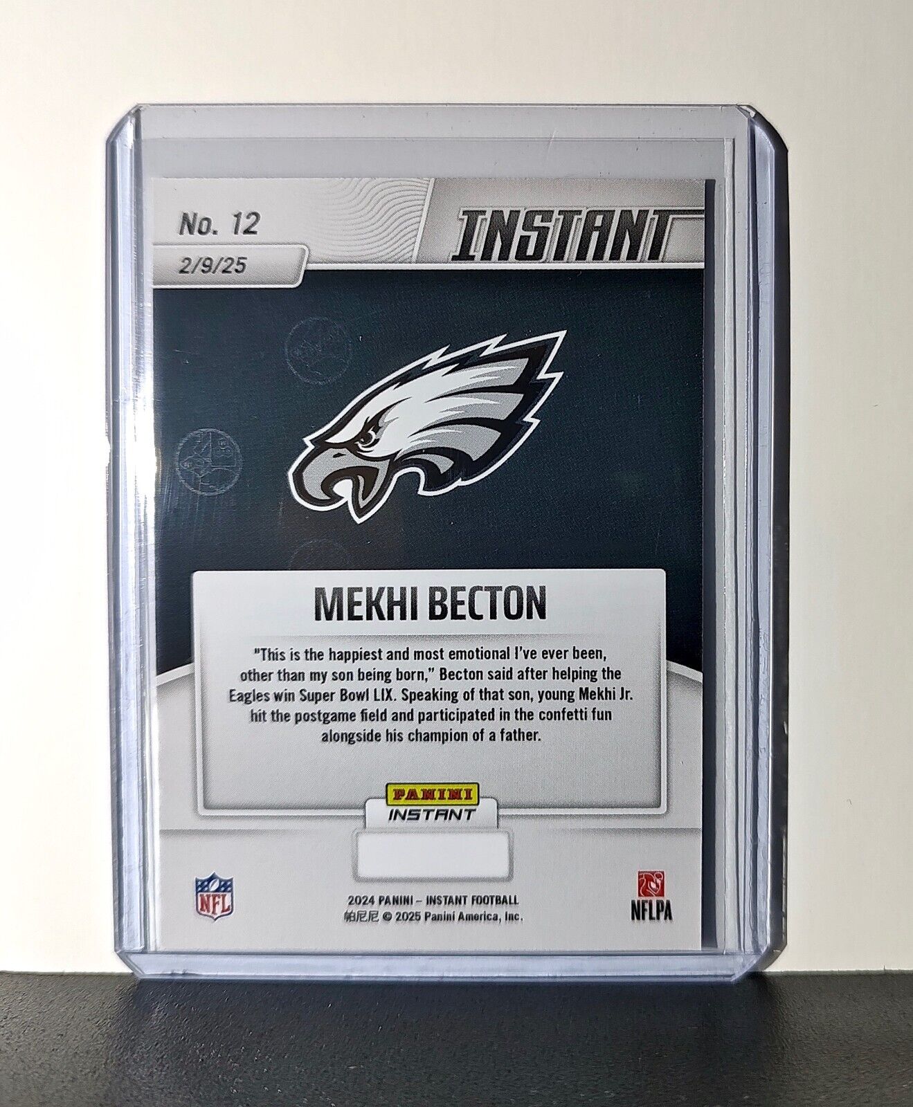 Mekhi Becton 2024 Panini Super Bowl LIX Champions NFL #12 Football Card Eagles