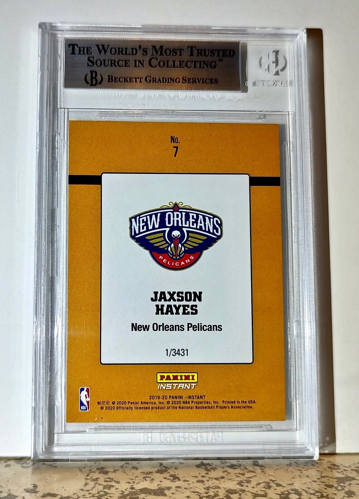 Jaxson Hayes 2019-20 Panini NBA #7 1989 Rated Rookies 1/3431 BGS 8.5 Pelicans