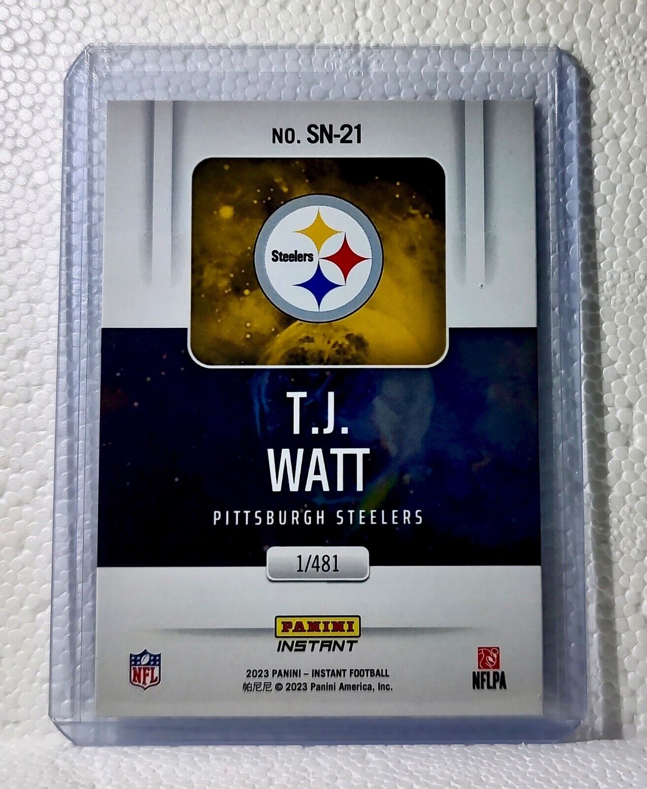 T.J. Watt 2023 Panini NFL #21 Supernova Football Card Steelers 1/481