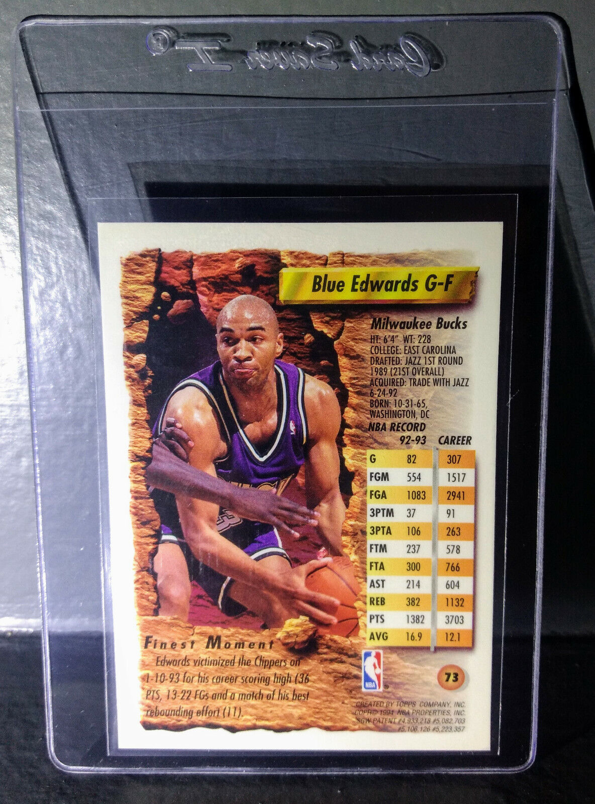 1993-94 Topps Finest Blue Edwards #73 Basketball Card