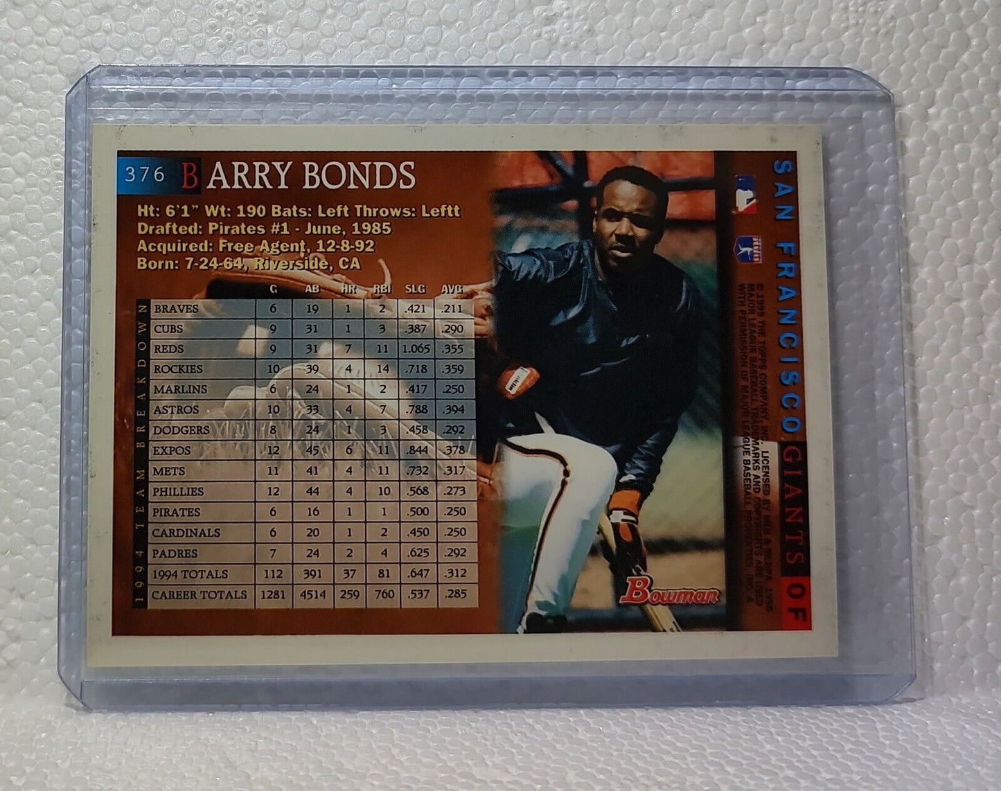 Barry Bonds 1995 Topps Bowman MLB #376 Baseball Card San Francisco Giants