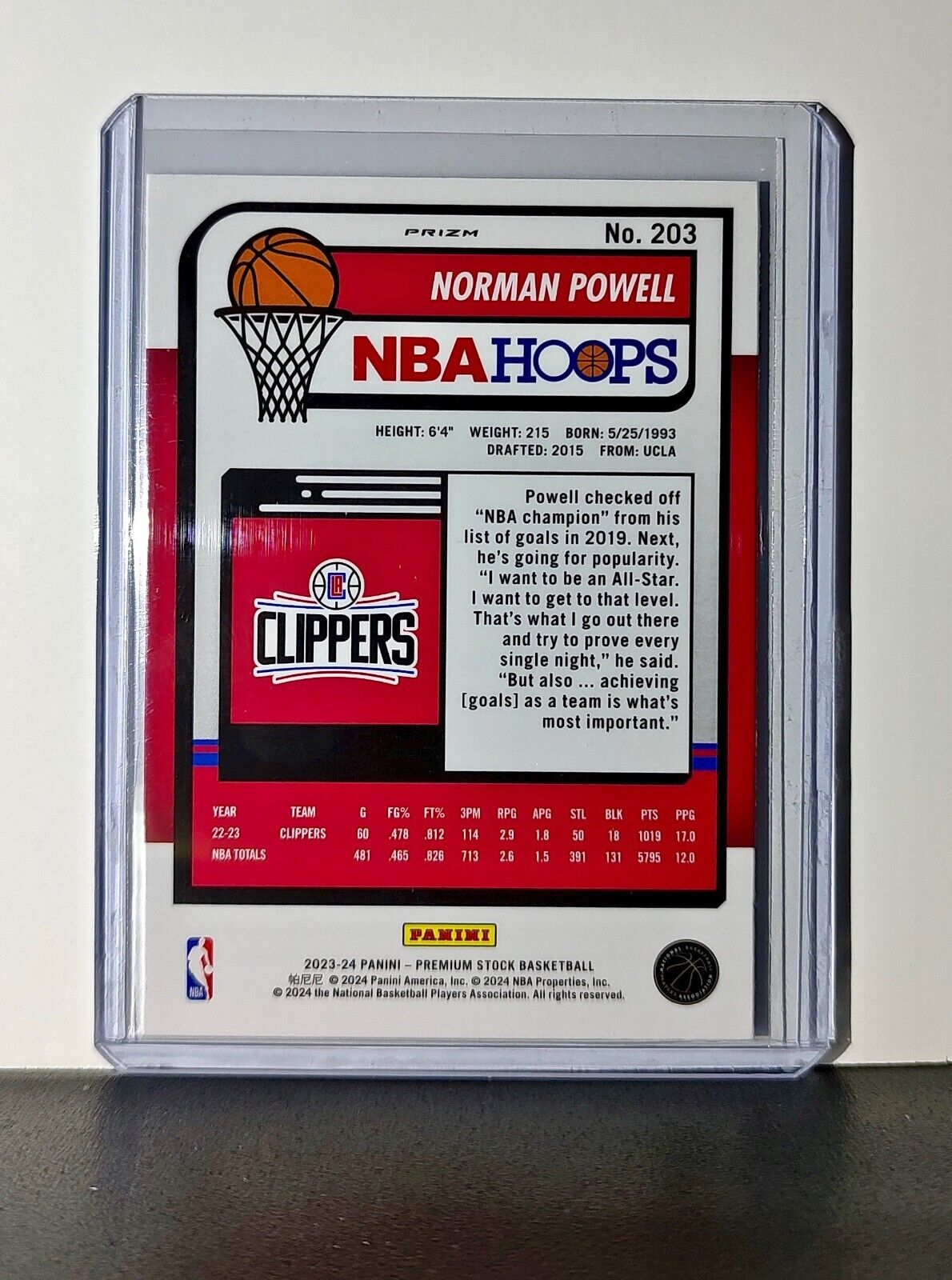 Norman Powell 2023-24 Panini Premium NBA Hoops #203 Disco Prizm Card Clippers