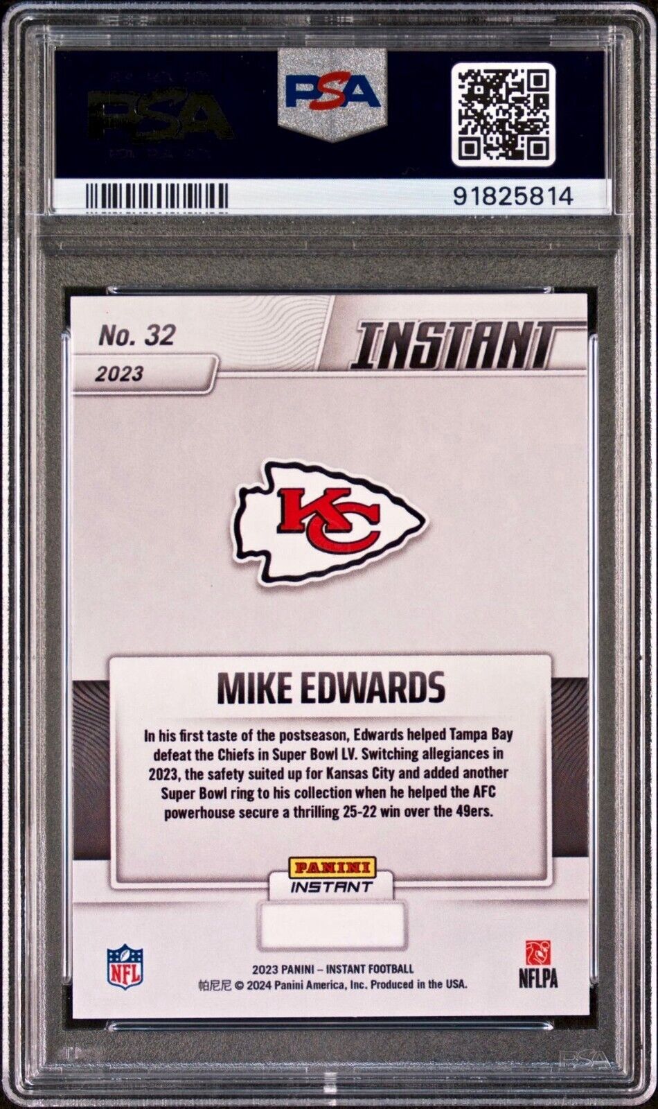 Mike Edwards 2023 Panini NFL Superbowl Champions #32 Card PSA 9 Mint