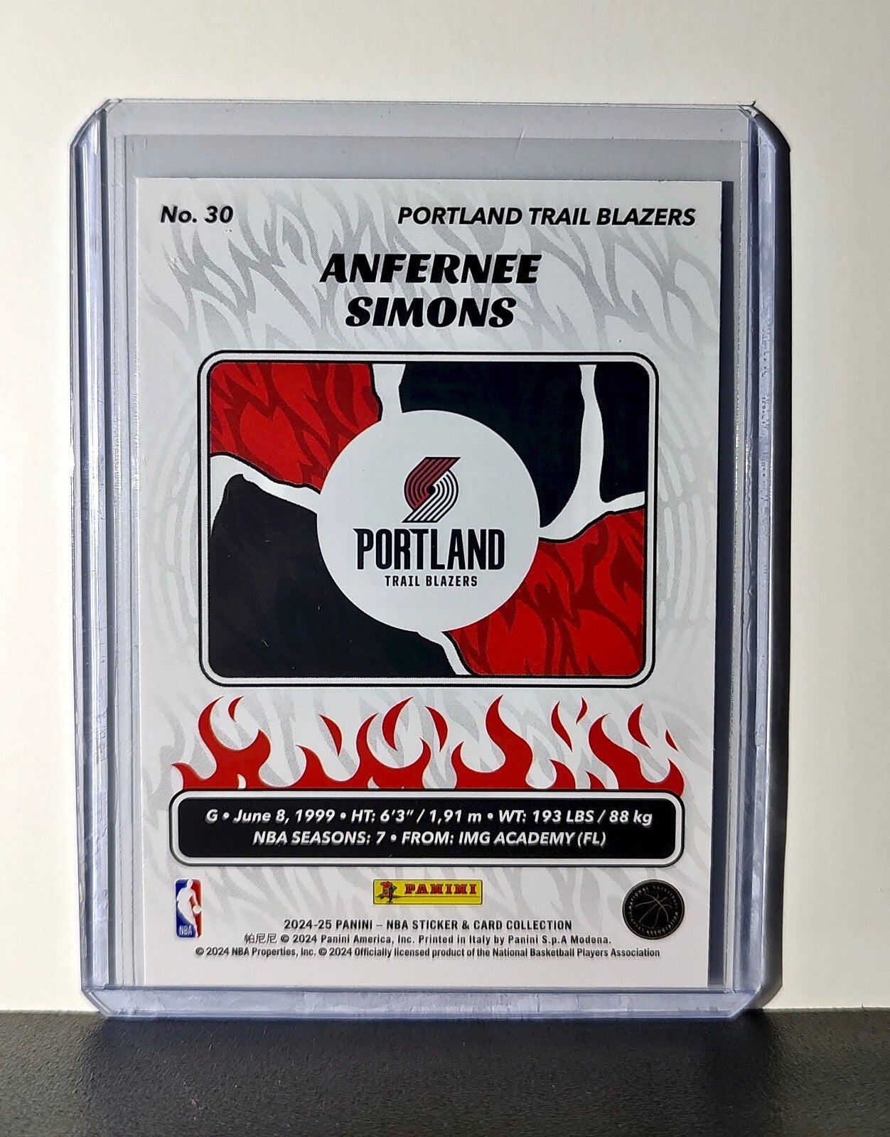 Anfernee Simons 2024-25 Panini NBA #30 Foil Sticker Card Portland Trail Blazers