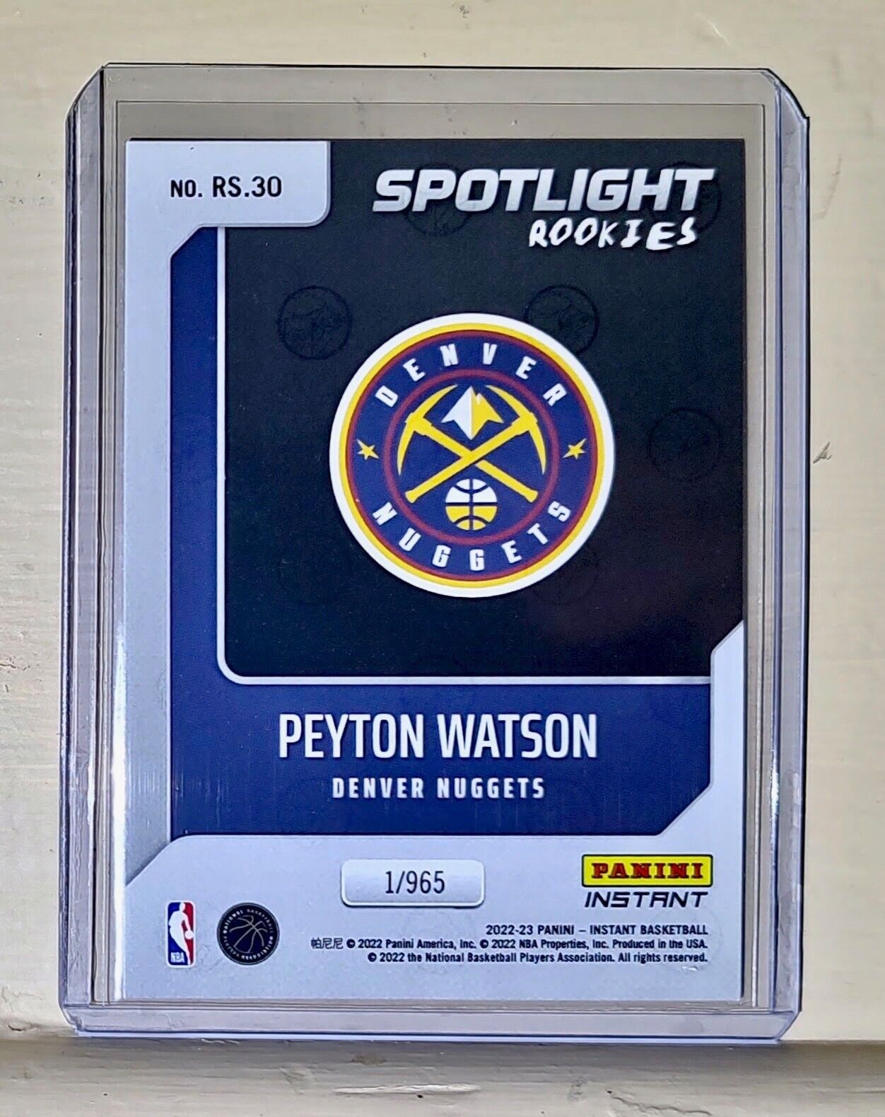 Peyton Watson 2022-23 Panini NBA #30 Spotlight Rookies Card 1/965