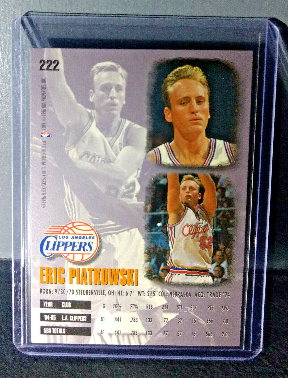 1995-96 Eric Piatkowski Fleer Ultra #222 Basketball Card