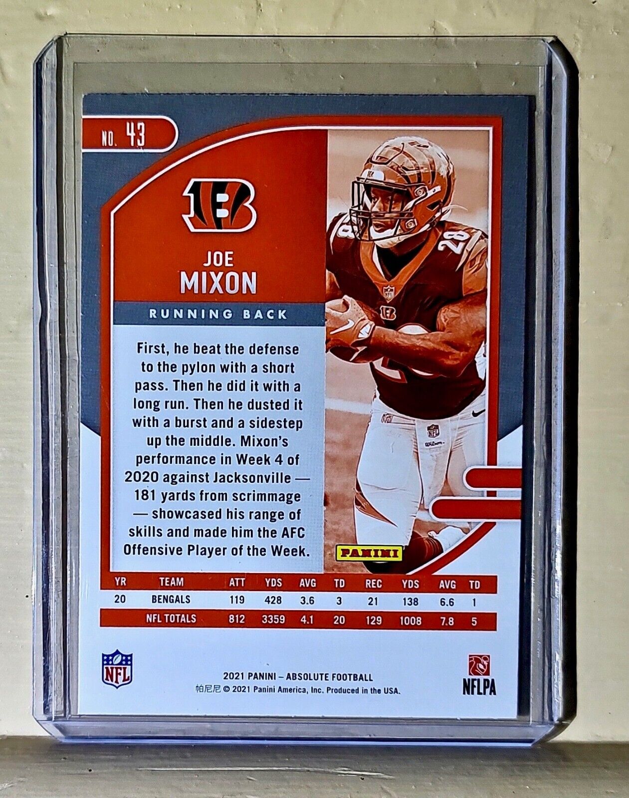 Joe Mixon 2021 Panini NFL Absolute Football #43 Card