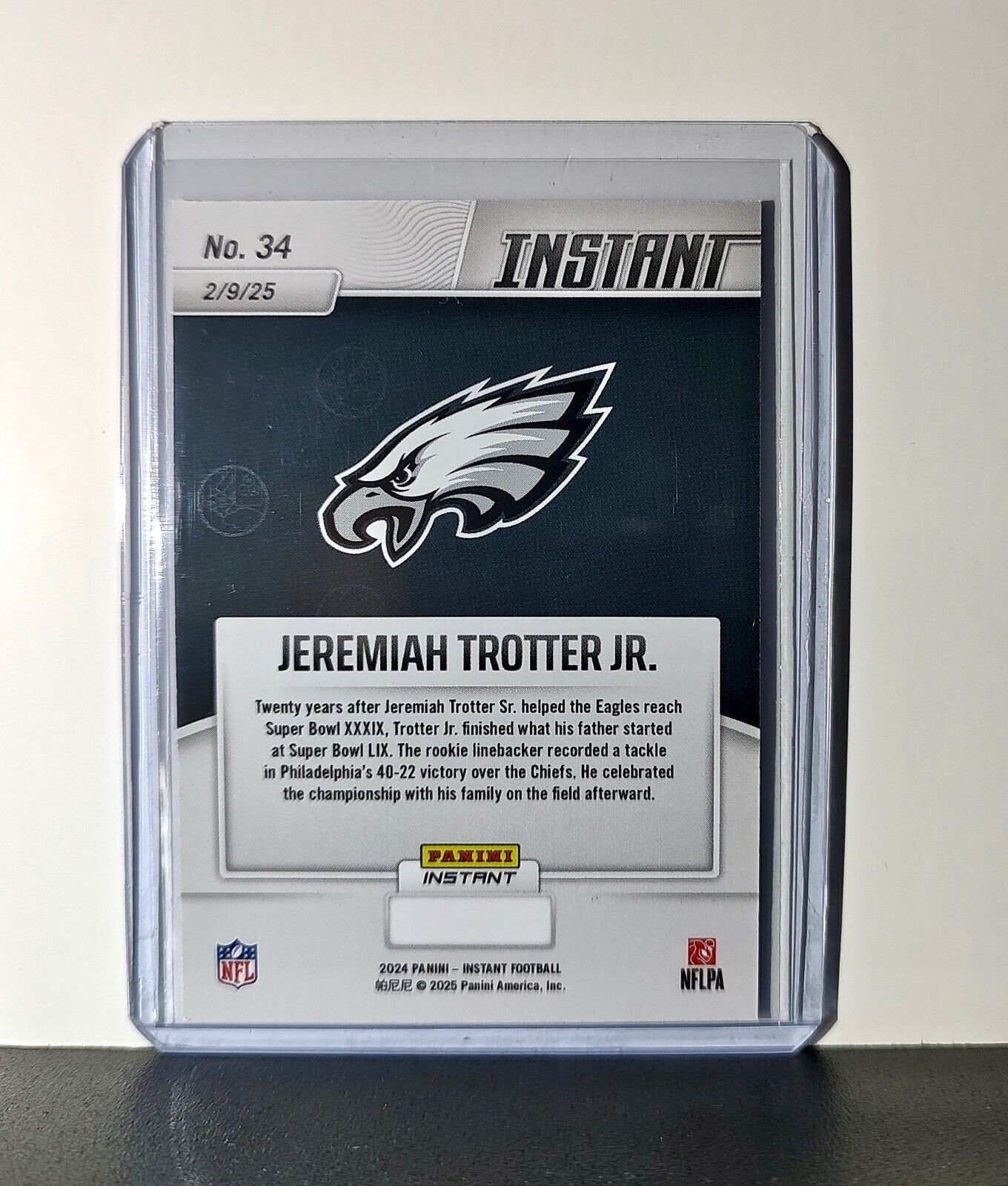 Jeremiah Trotter Jr. Rookie 2024 Panini Super Bowl LIX Champions NFL #34 Card