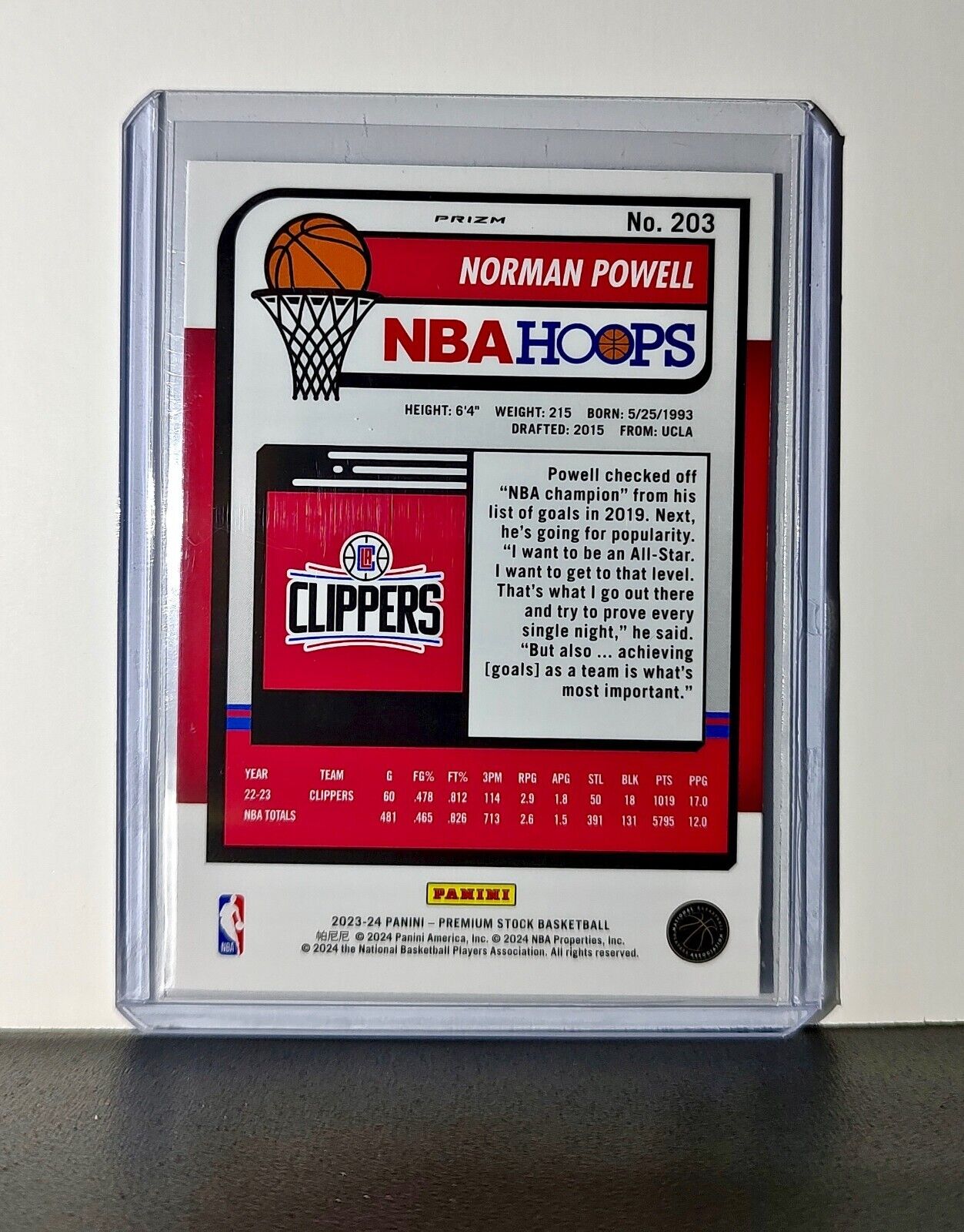 Norman Powell 2023-24 Panini Premium NBA Hoops #203 Pulsar Prizm Clippers
