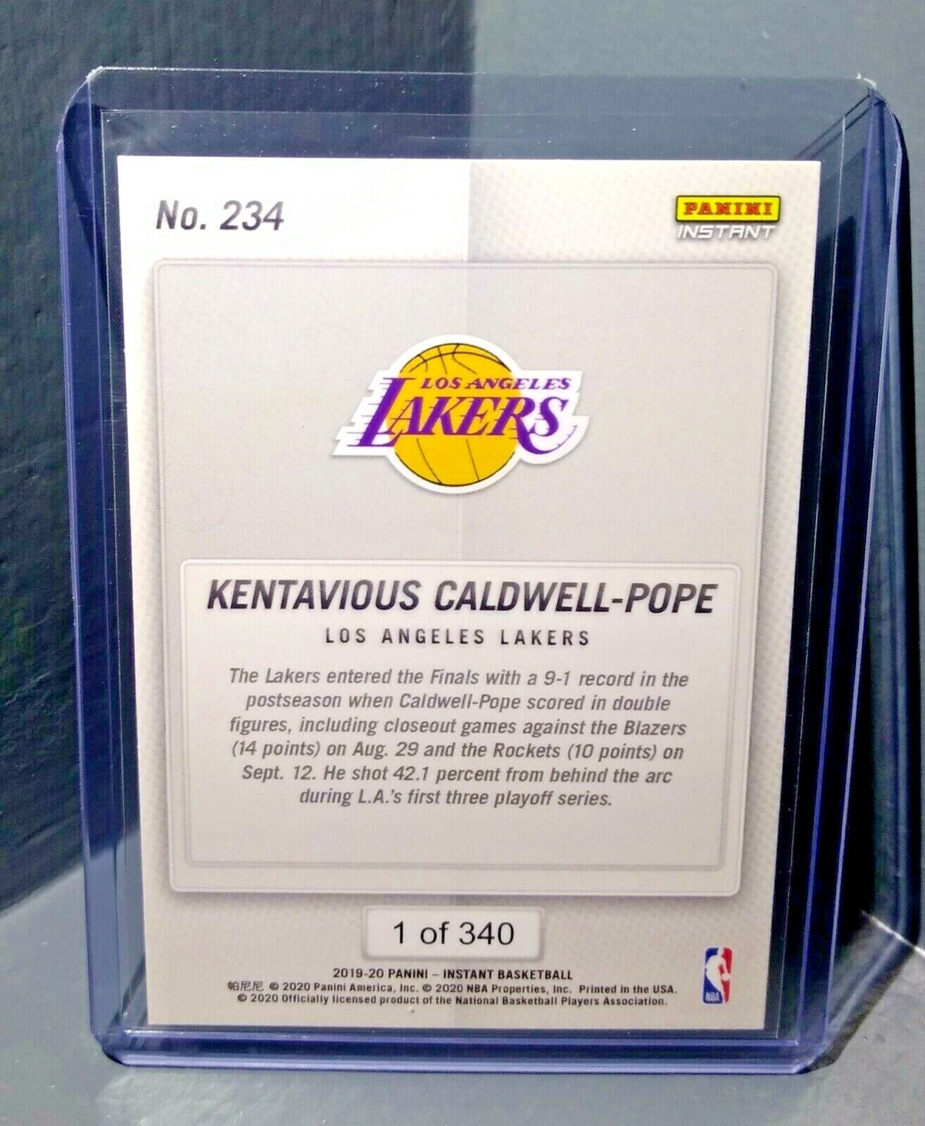 Kentavious Caldwell 2019-20 Panini NBA Instant Lakers #234 Basketball Card 1/340