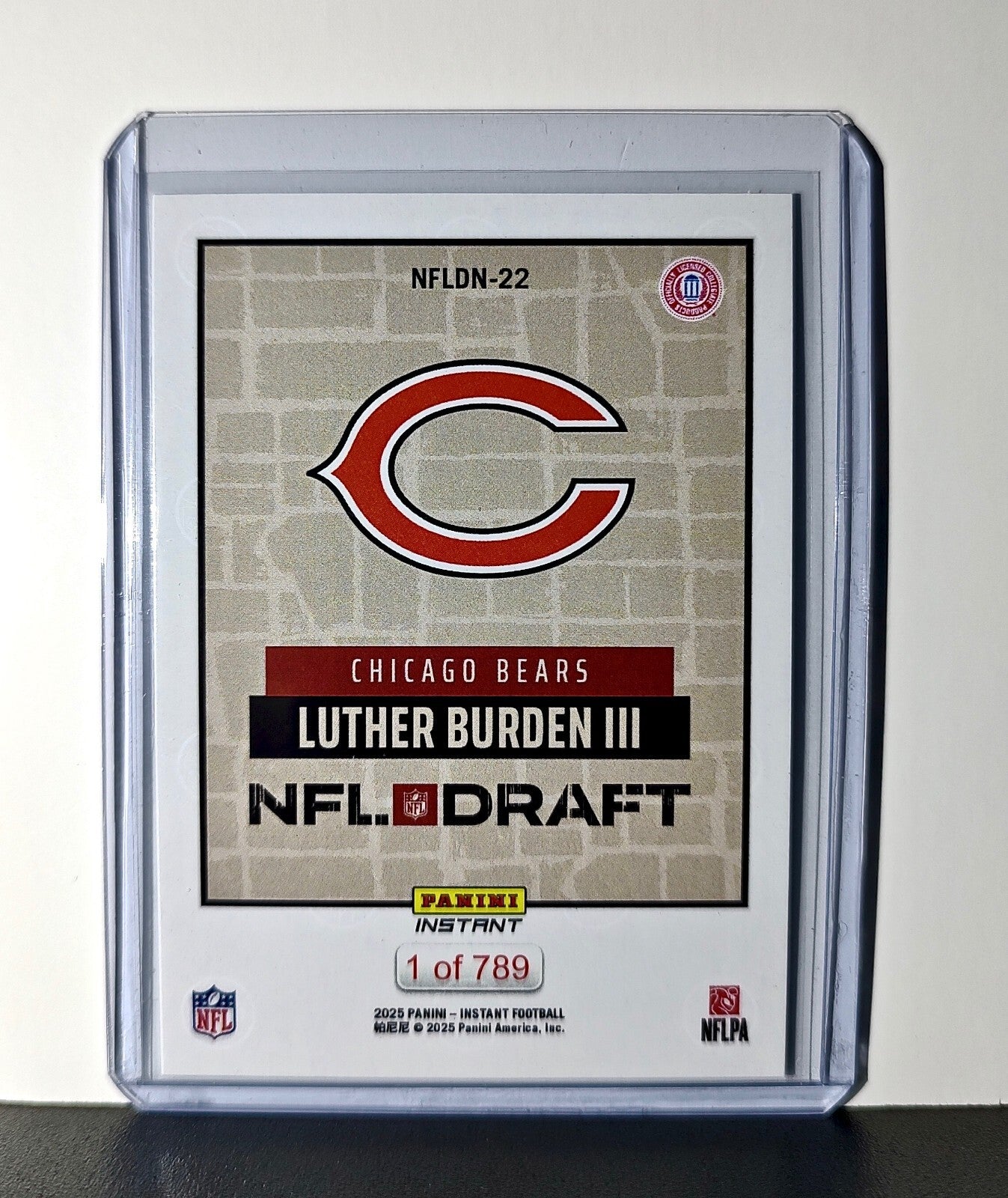 Luther Burden III Rookie 2025 NFL Draft #22 Football Card Chicago Bears 1 of 789