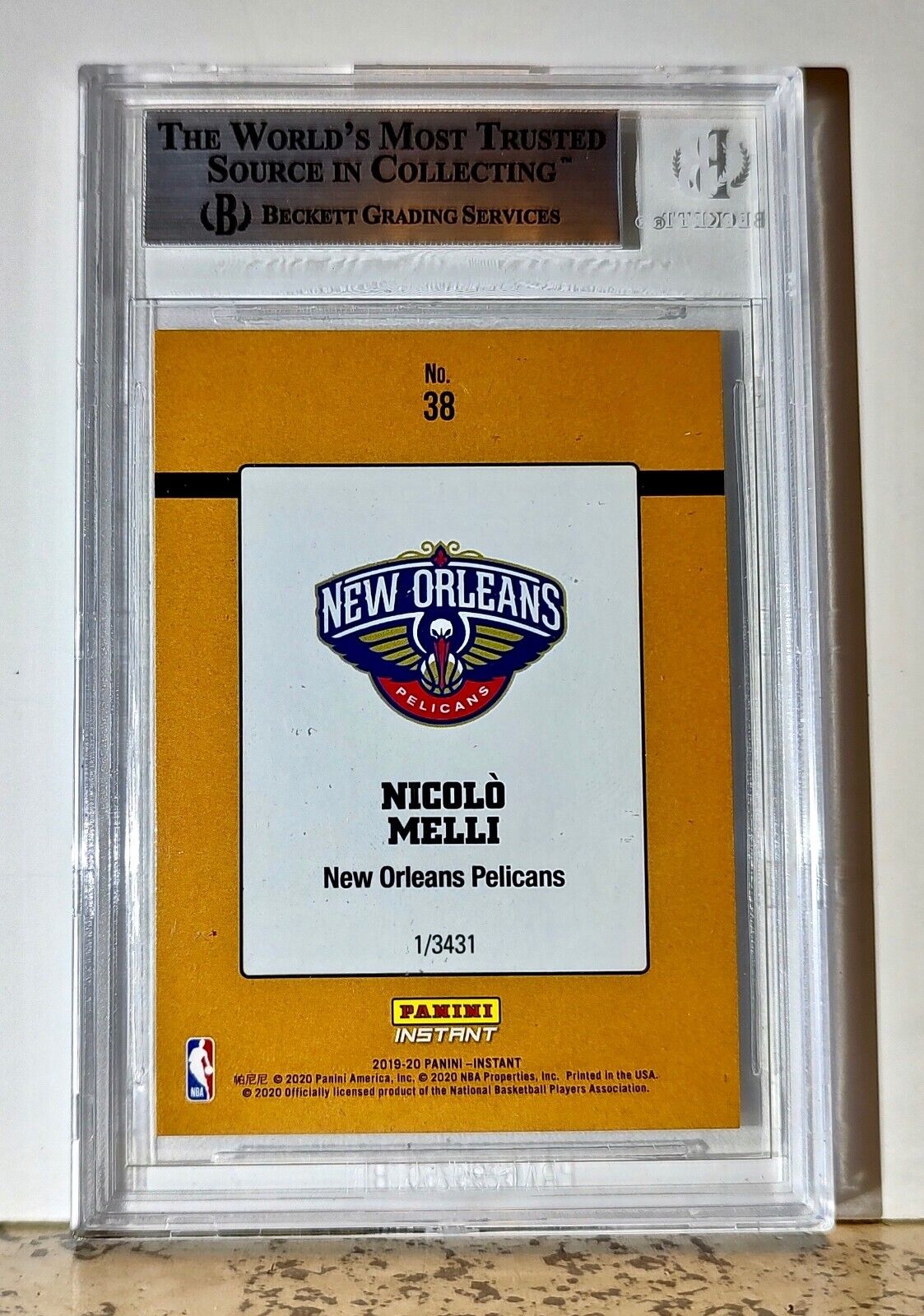 Nicolo Melli 2019-20 Panini NBA #38 Rated Rookies 1/3431 BGS 9 Pelicans