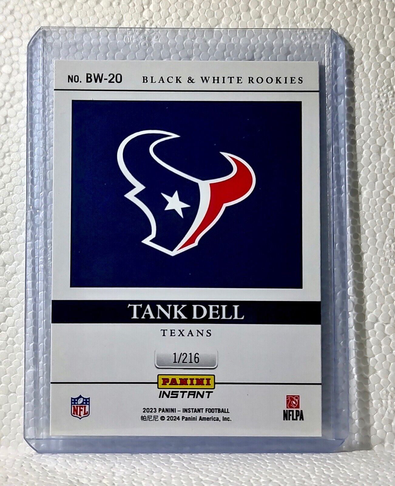 Tank Dell 2023 Panini NFL #20 Black & White Rookies Card Houston Texans 1/216