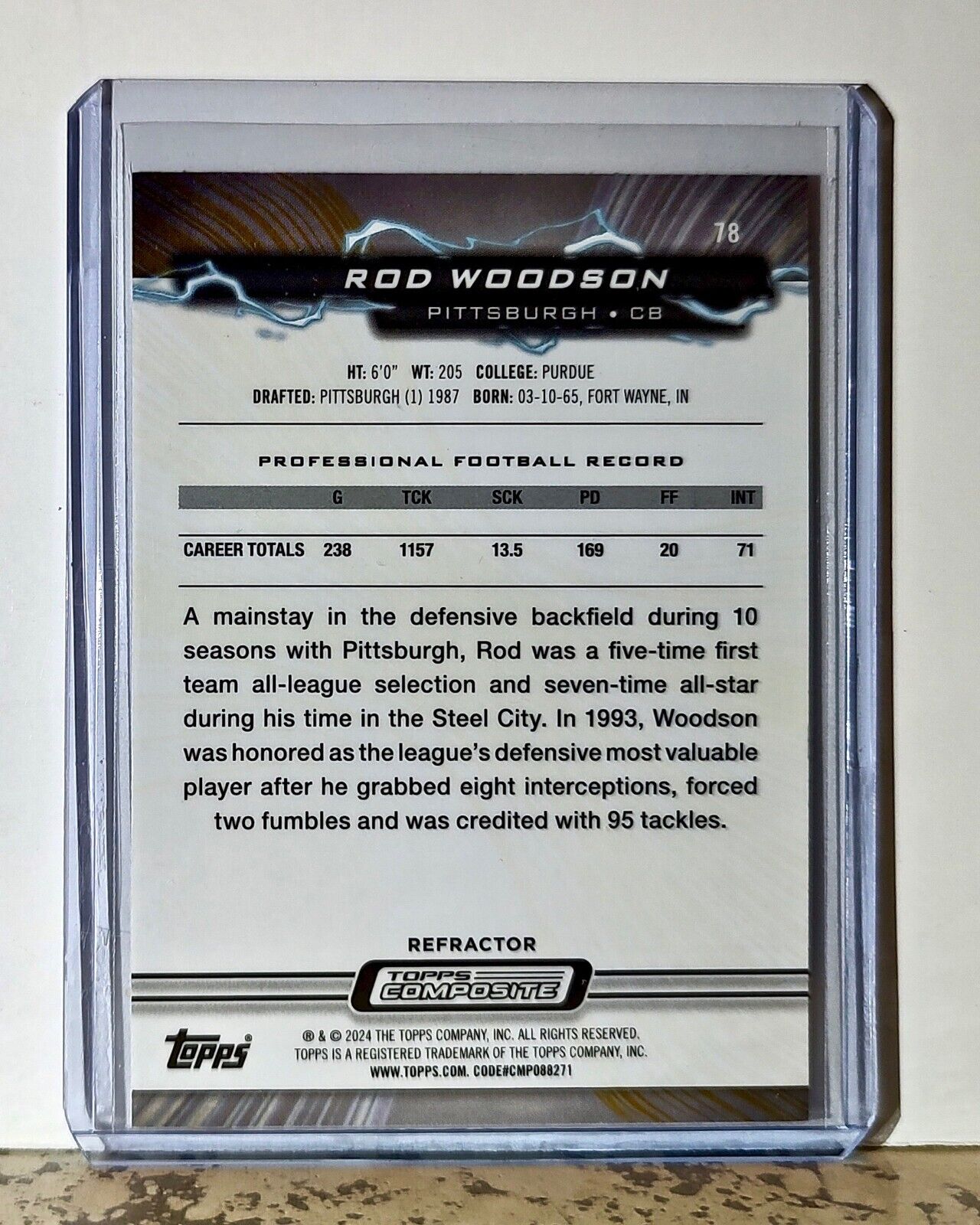 Rod Woodson 2023 Topps Resurgence Refractor NFL #78 Card Pittsburgh Steelers