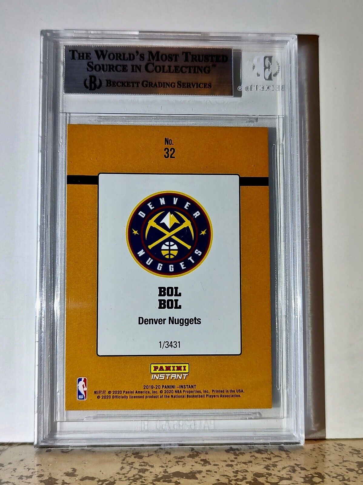 Bol Bol 2019-20 Panini NBA #32 1989 Rated Rookies 1/3431 BGS 9 Mint Nuggets