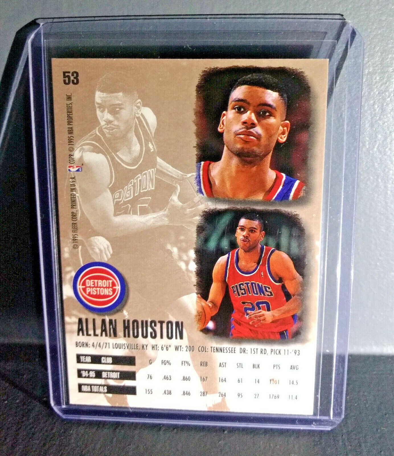 1995-96 Allan Houston Fleer Ultra #53 Basketball Card