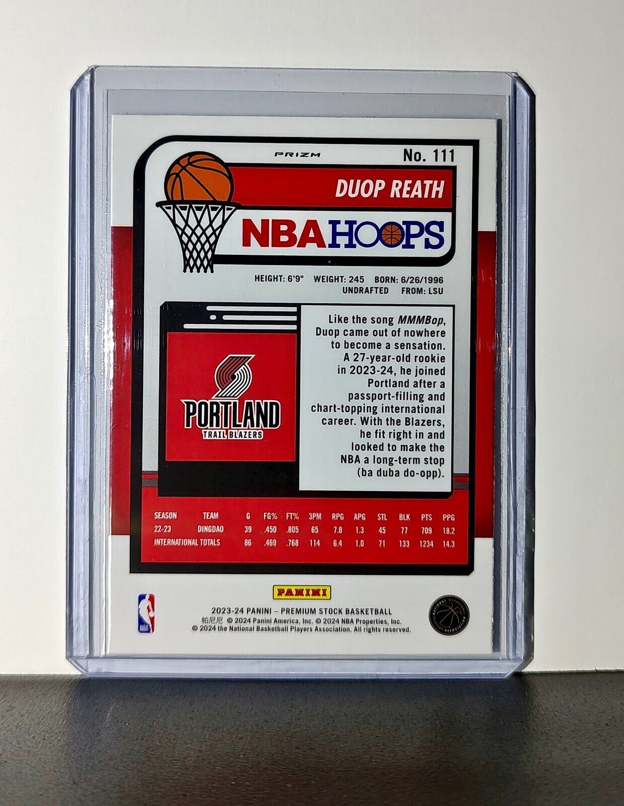 Duop Reath 2023-24 Panini Premium Stock NBA Hoops #111 Rookie Prizm Refractor