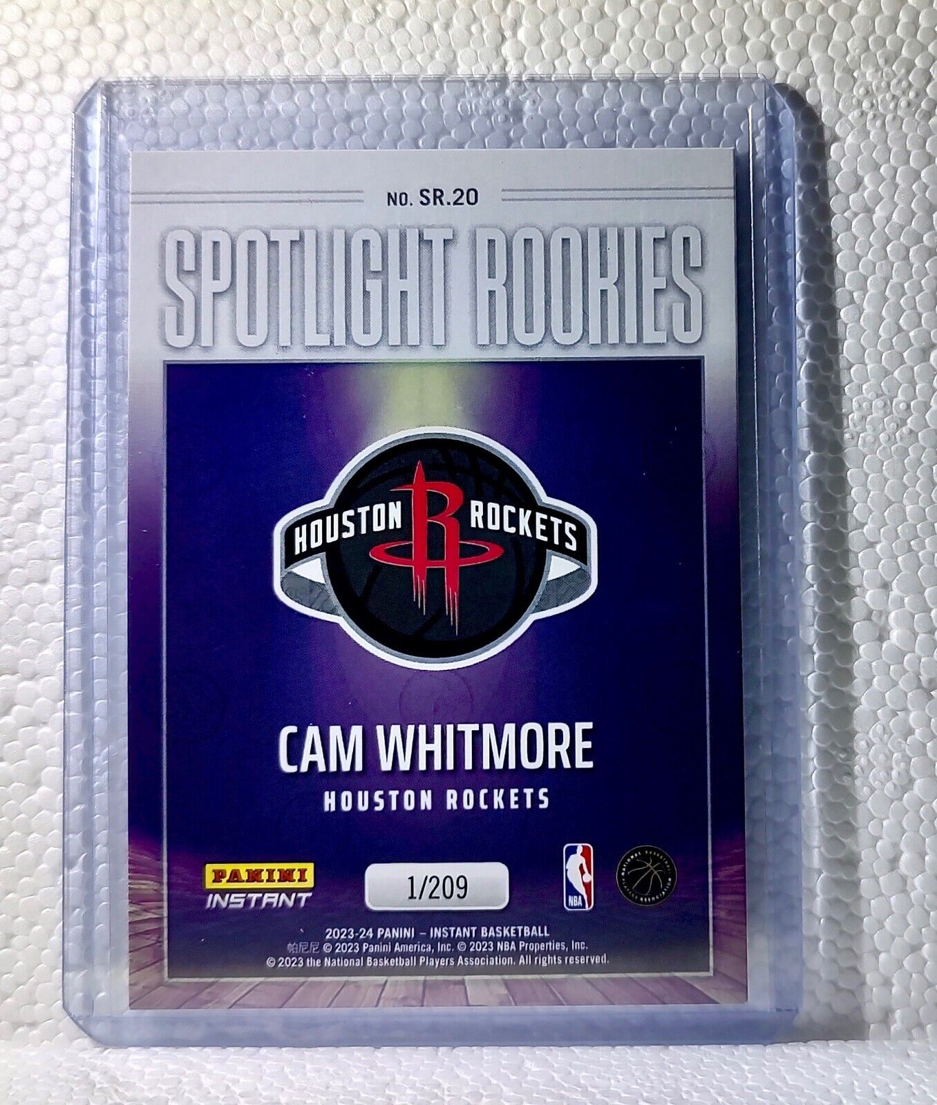 Cam Whitmore 2023-24 Panini #20 NBA Spotlight Rookies Basketball Card 1/209