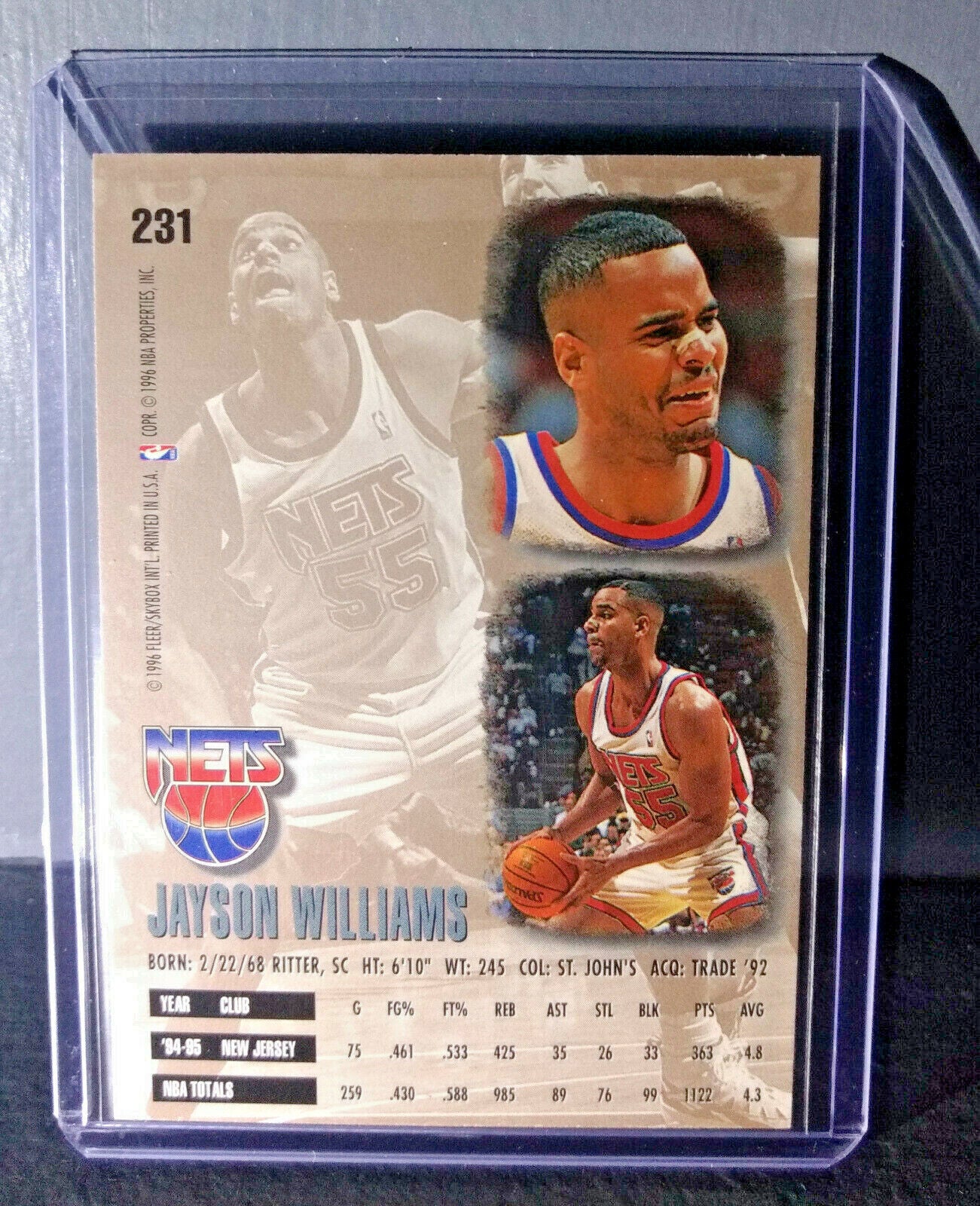 1995-96 Jayson Williams #231 Basketball Card