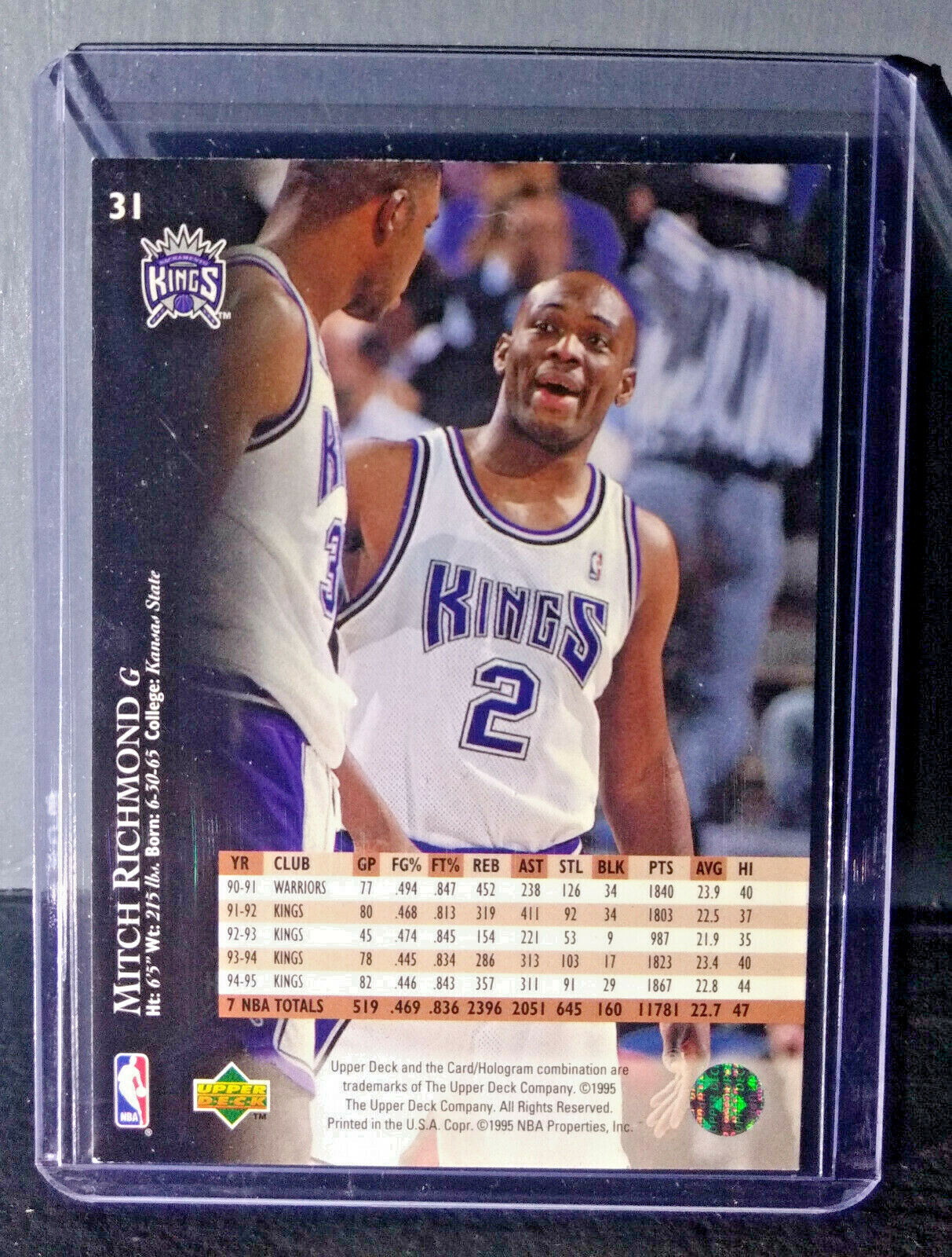 1995-96 Upper Deck Mitch Richmond #31 Basketball Card