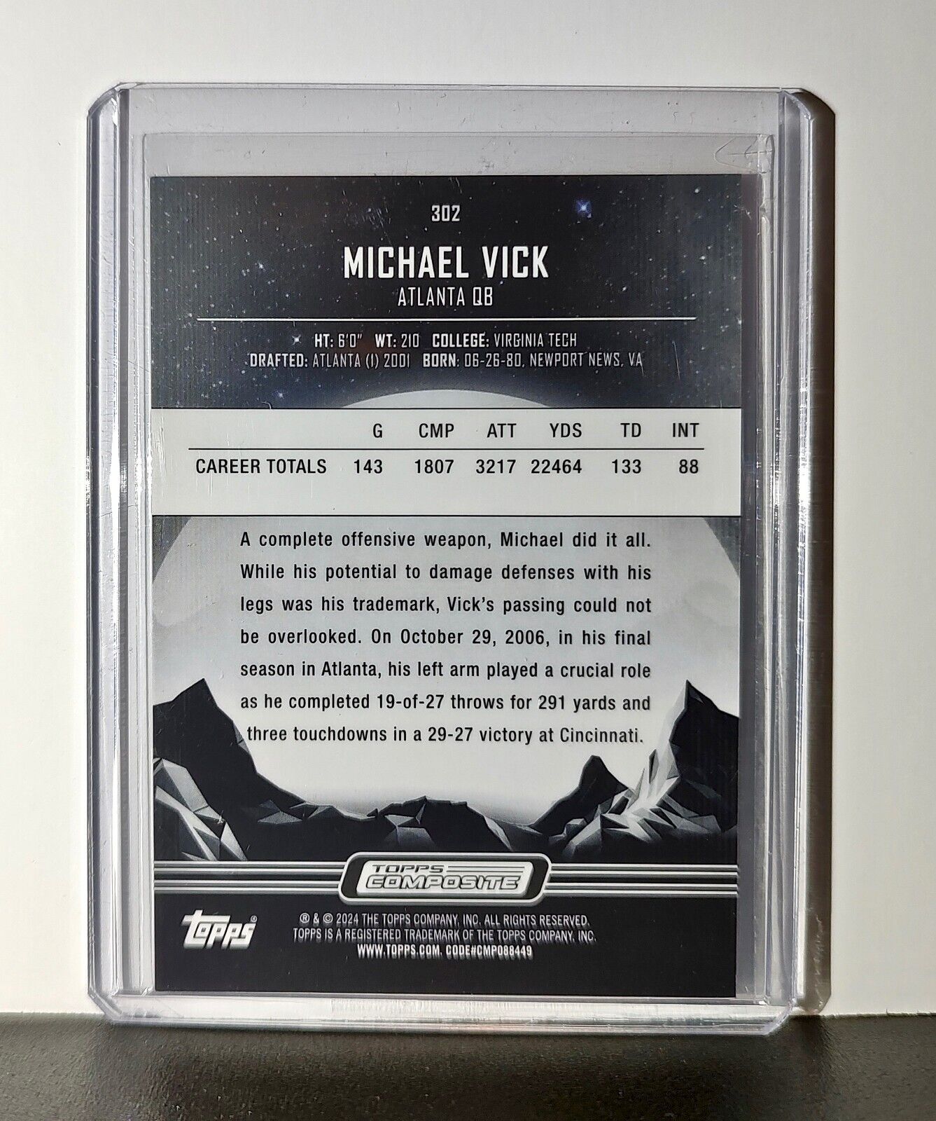 Michael Vick 2023 Topps Midnight NFL #302 Card Atlanta Falcons