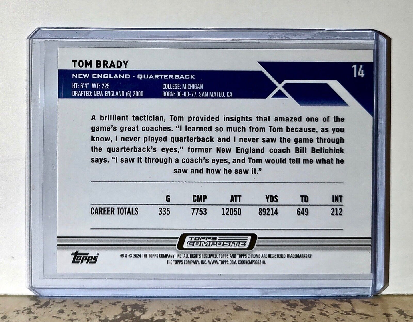 Tom Brady 2023 Topps Chrome NFL #14 Football Card New England Patriots