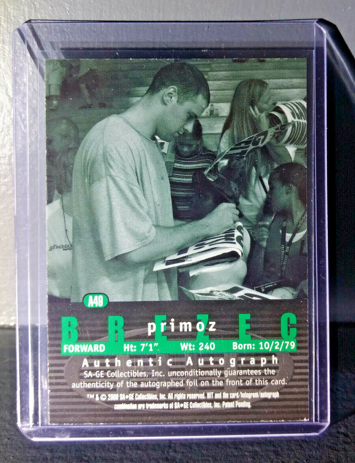 2000-01 Primoz Brezec Sage HIT Autographed #A49 Basketball Card