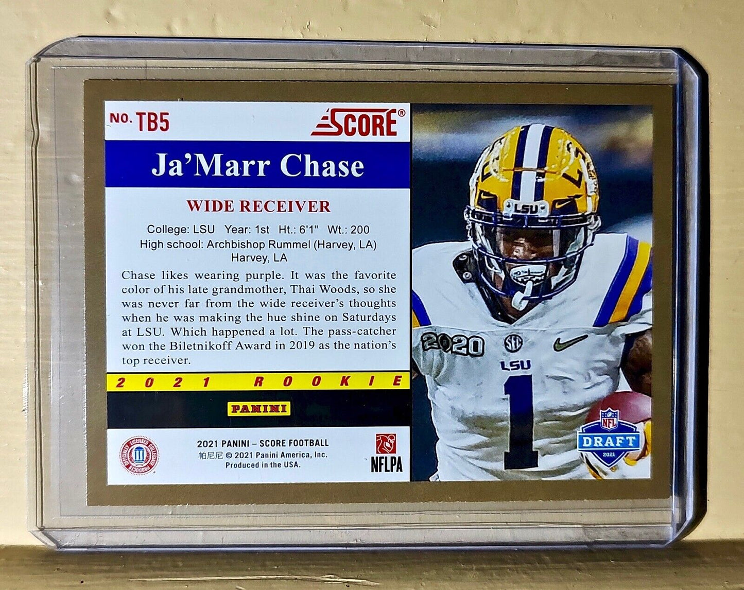 Ja’Marr Chase 2021 Panini Score Draft Rookie Football #TB5 NFL LSU Tigers