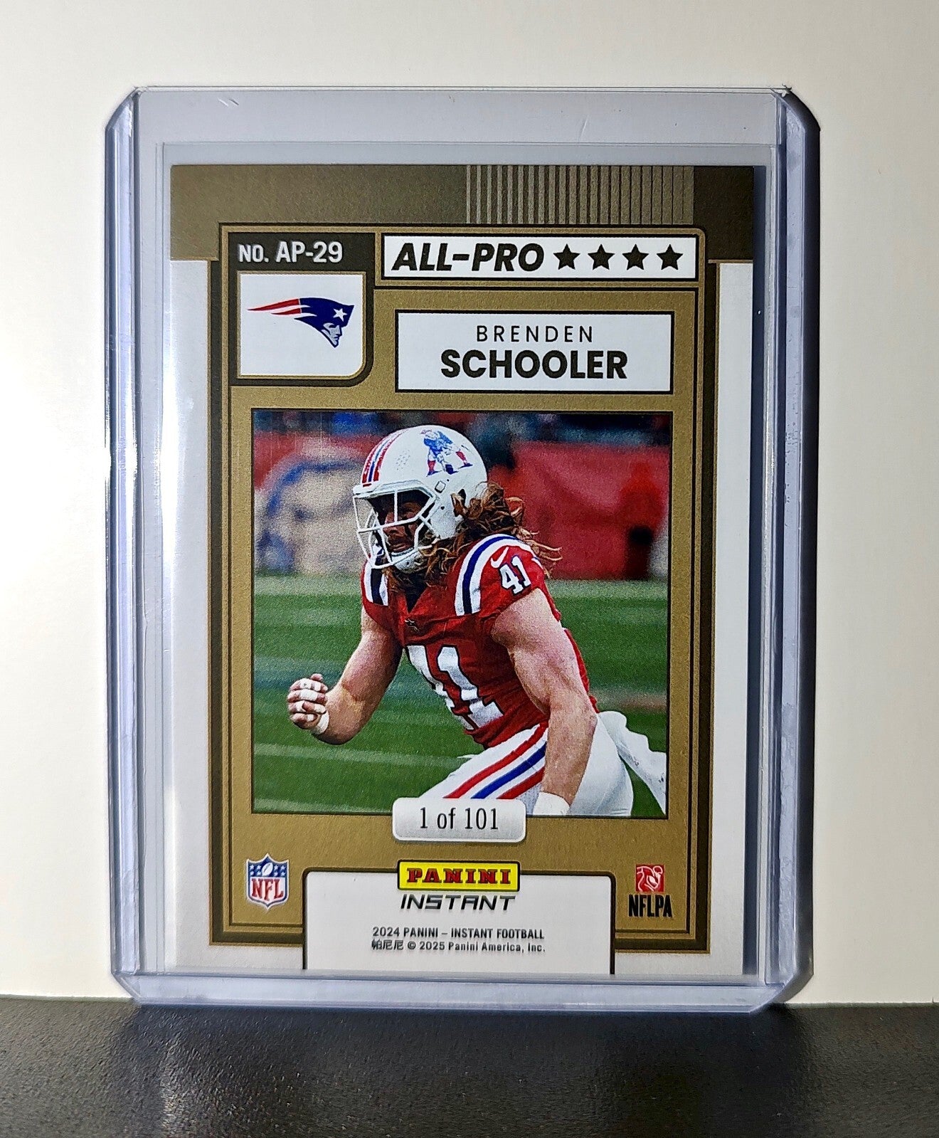 Brenden Schooler 2024 All-Pro Panini NFL #29 Football Card Patriots 1 of 101