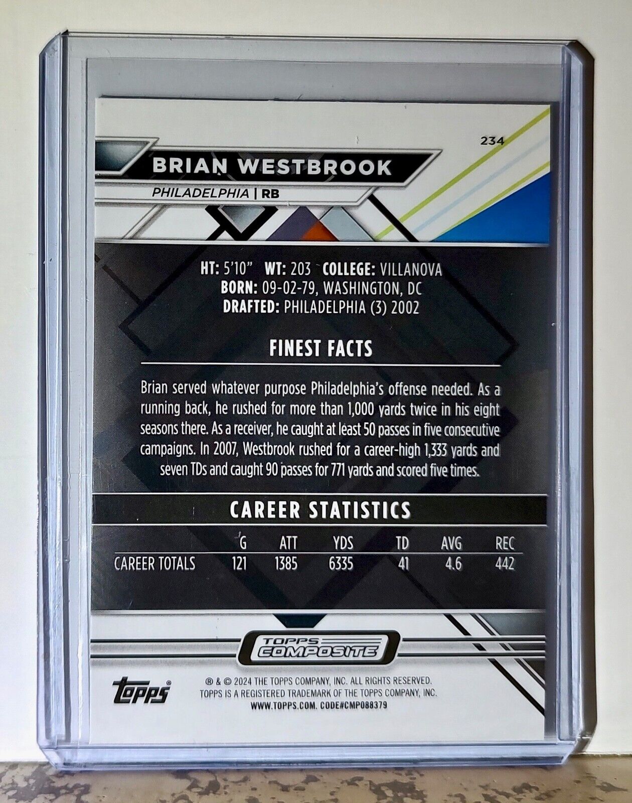 Brian Westbrook 2023 Topps Finest NFL #234 Football Card Philadelphia Eagles