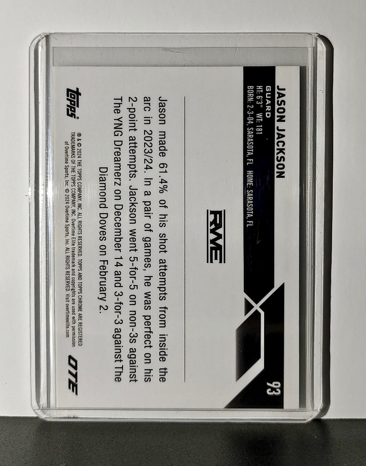 Jason Jackson 2023-24 Topps Chrome Overtime Elite #93 OTE Refractor RWE