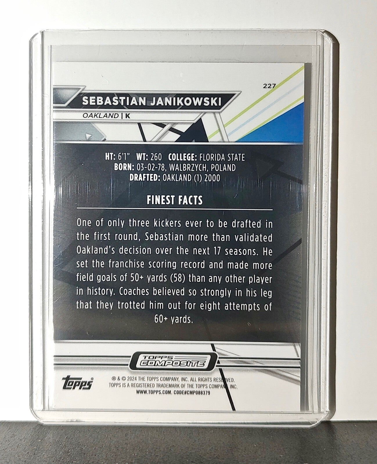 Sebastian Janikowski 2023 Topps Finest NFL #227 Card Oakland Raiders