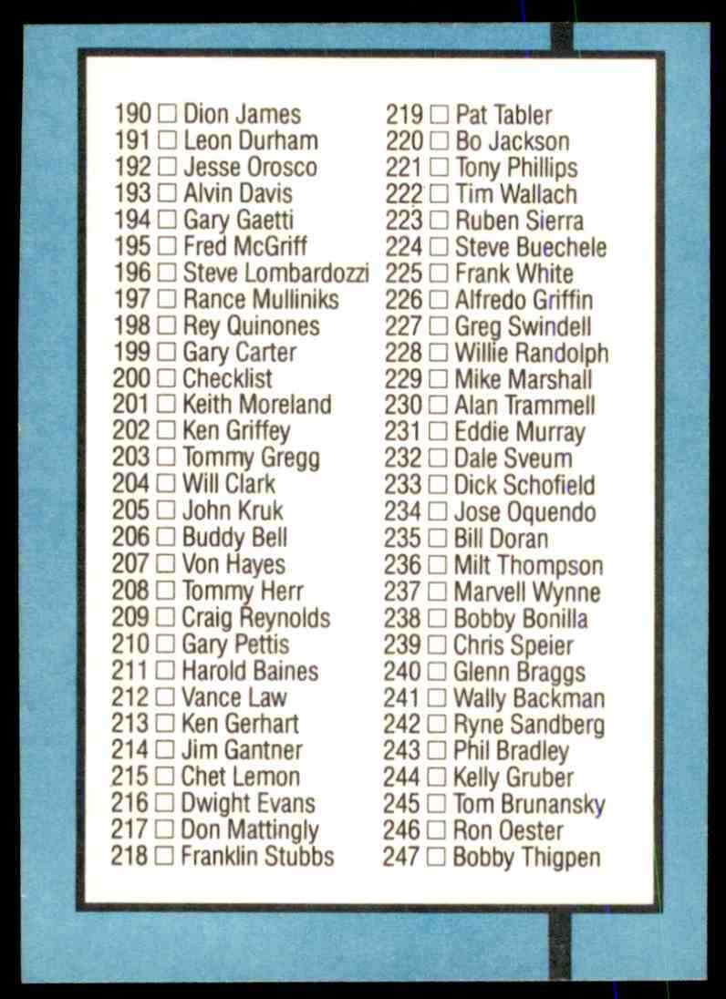 1988 Checklist Donruss Baseball Card #200