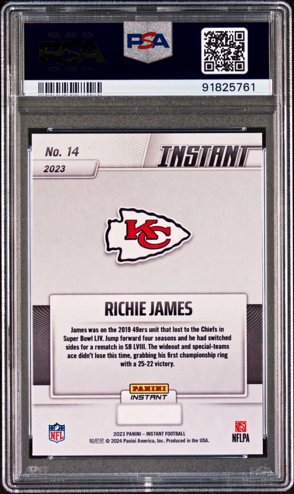 Richie James 2023 Panini NFL Superbowl Champions #14 Card PSA 9 Mint