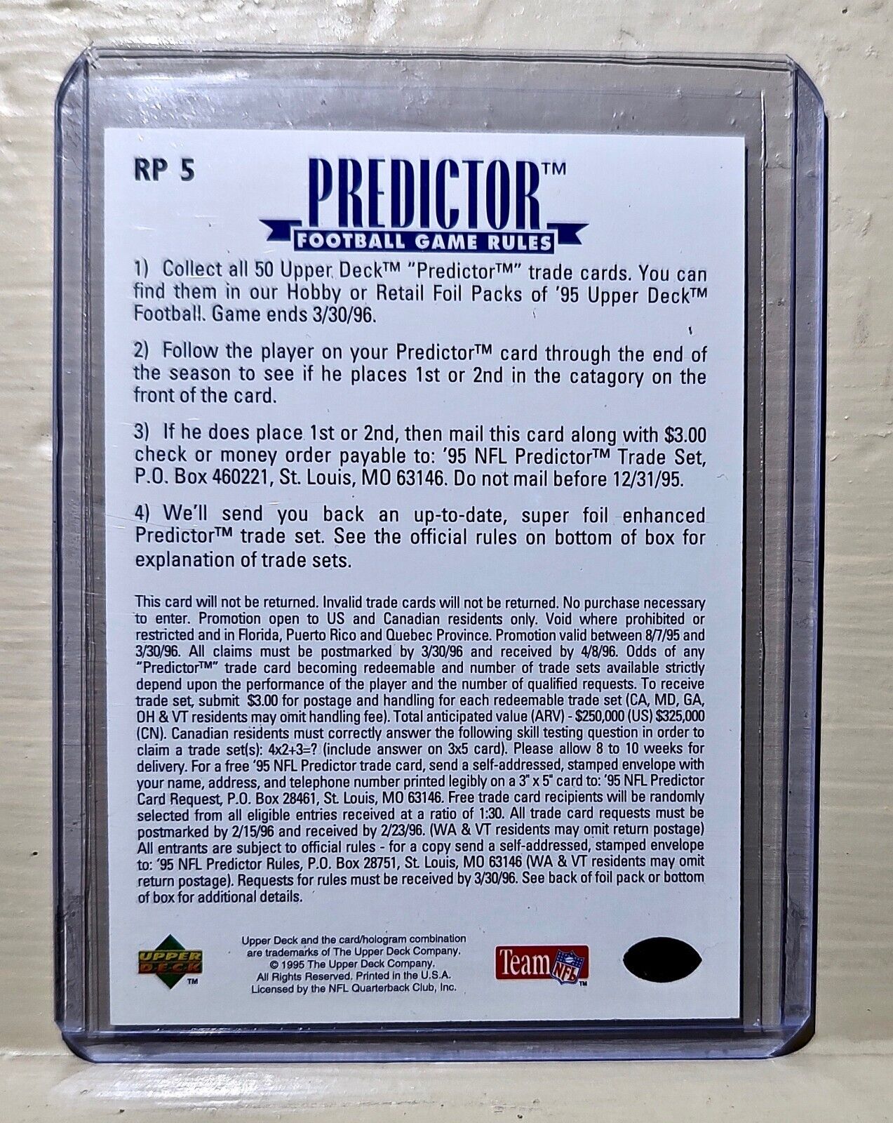 John Elway 1995 Upper Deck Predictor Football #RP 5 NFL Card Denver Broncos