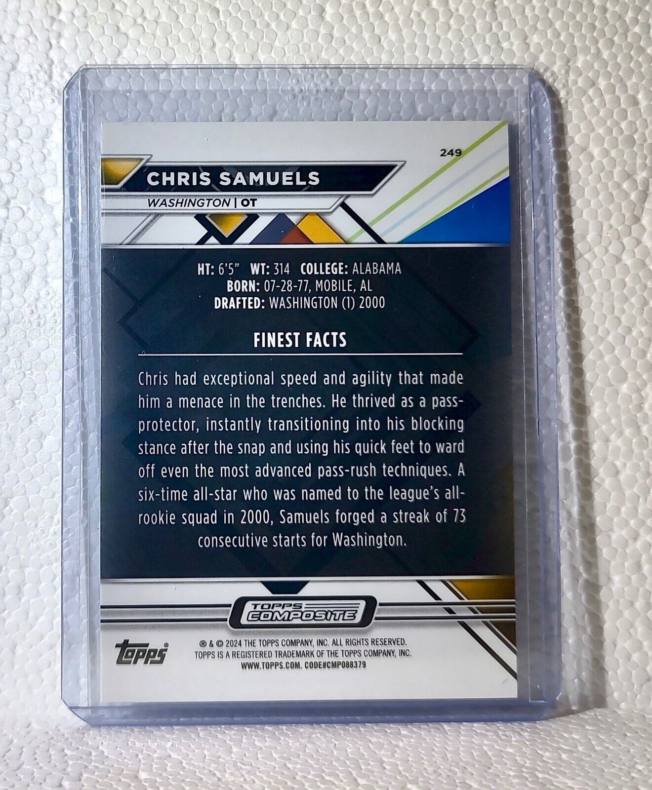 2023 Chris Samuels Topps Finest NFL #249 Football Card Washington Commanders