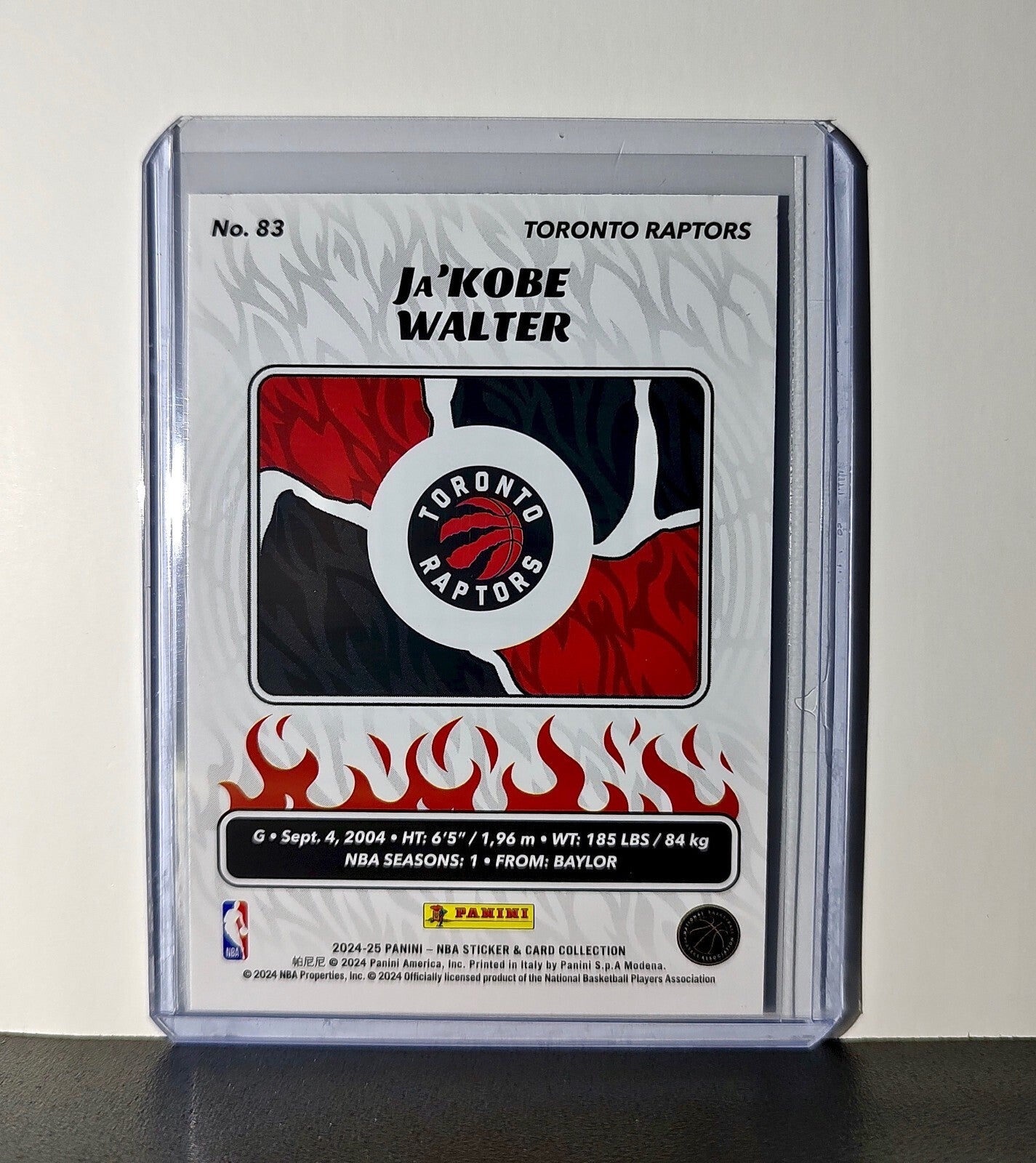Ja'Kobe Walter Rookie 2024-25 Panini NBA #83 Sticker Card Toronto Raptors