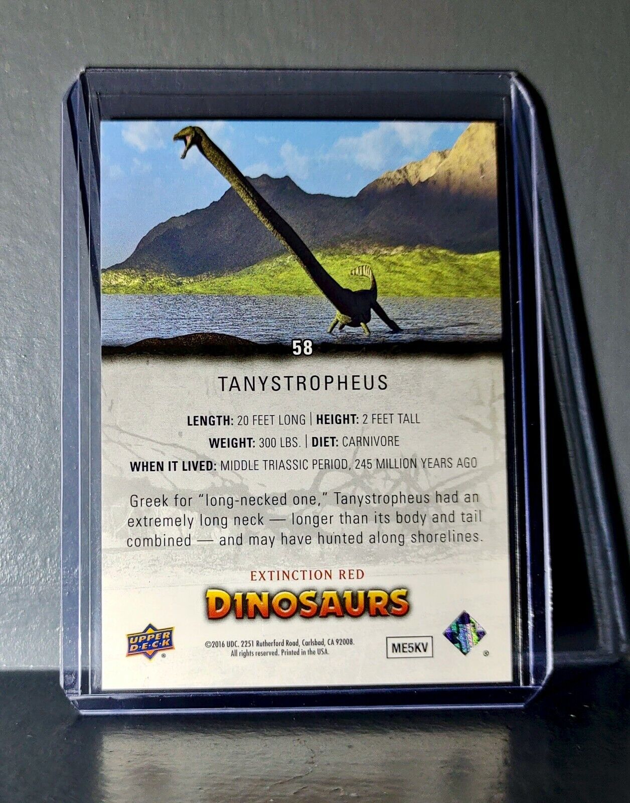 2015 Upper Deck Dinosaurs Tanystropheus Extinction Red Parallel #58 Card