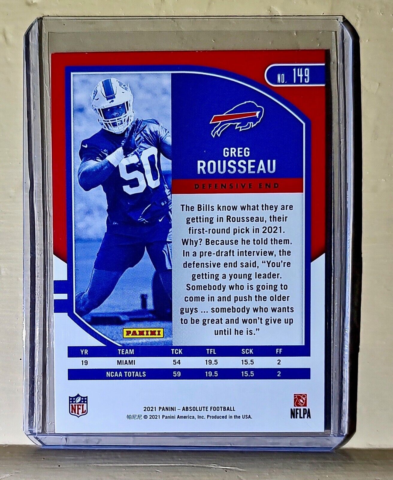 Greg Rousseau 2021 Panini NFL Absolute Rookie Football #149 Card