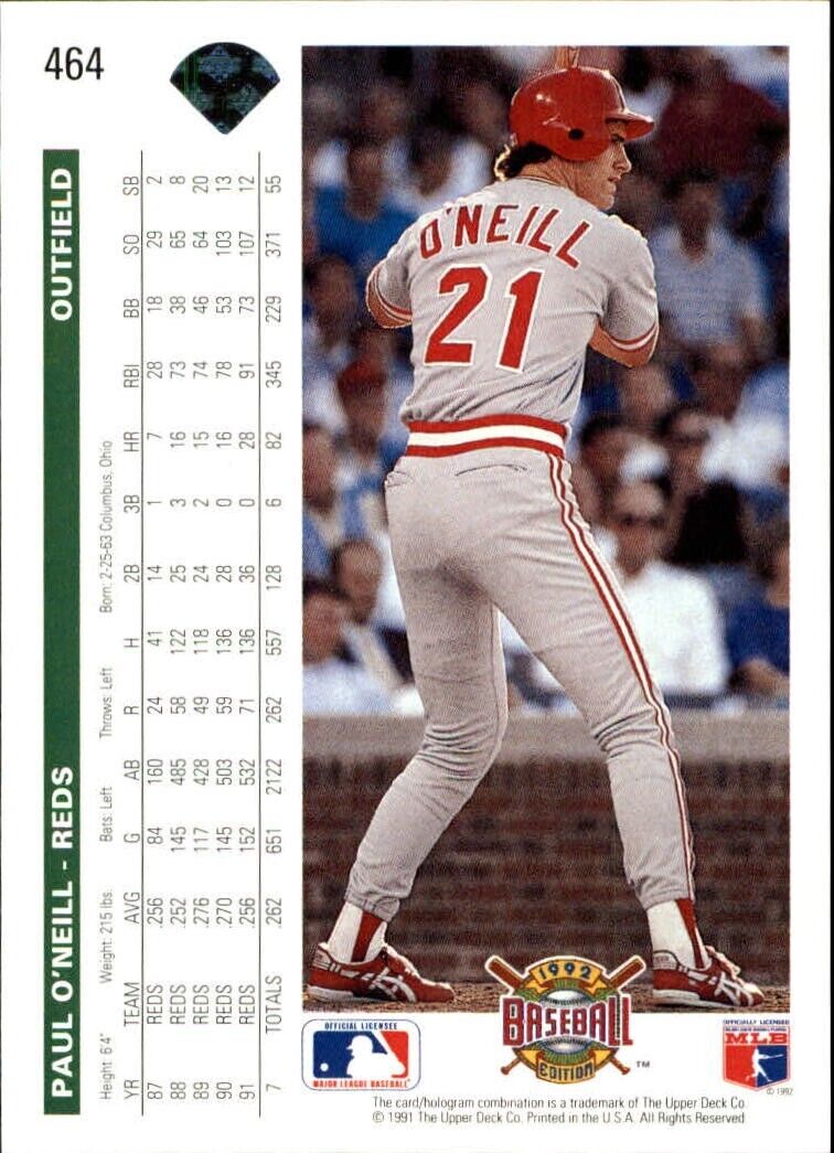 Paul O'Neill 1992 Upper Deck MLB #464 Baseball Card Cincinnati Reds