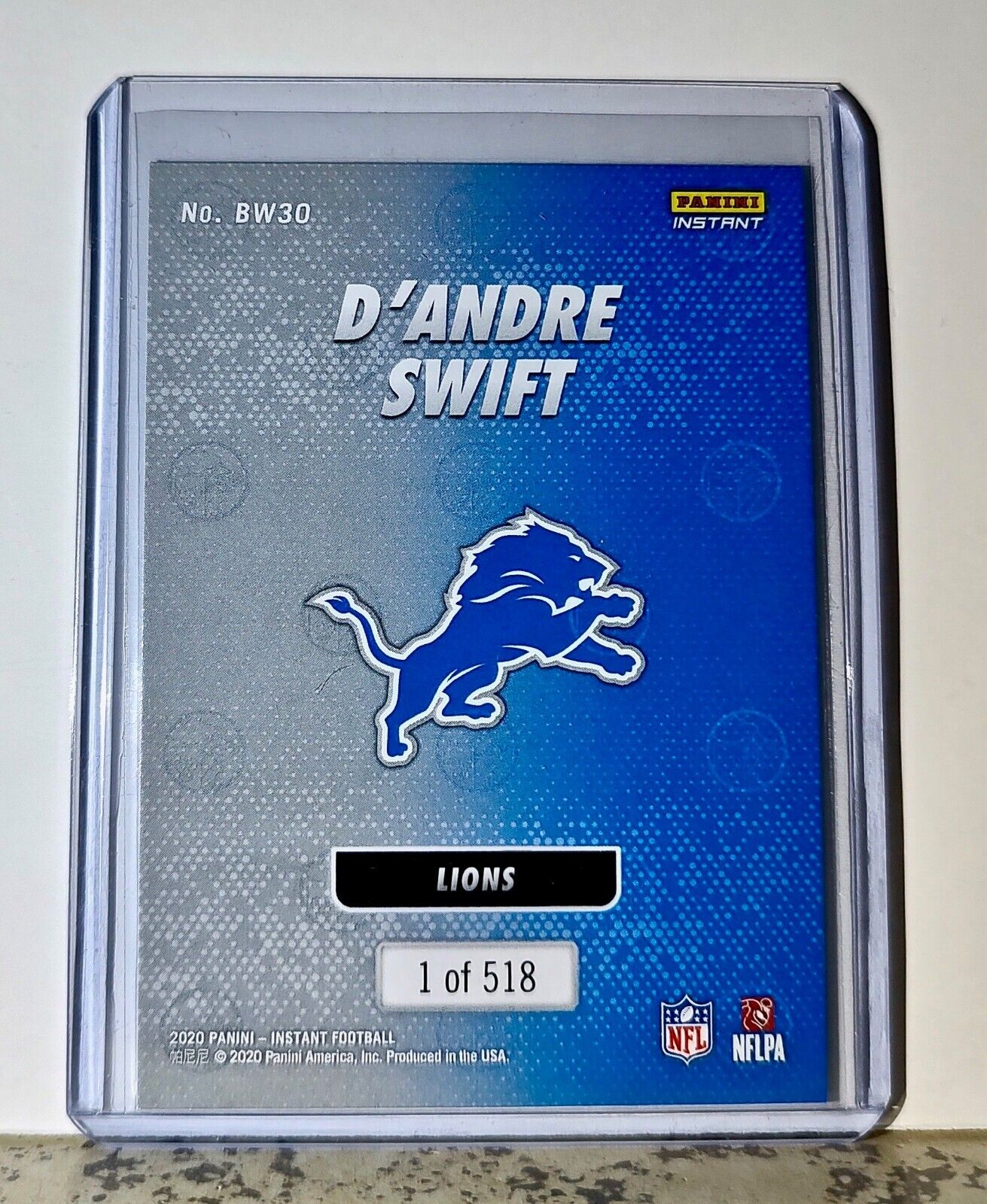 D'Andre Swift 2020 Panini NFL #30 Black and White Rookies Card Lions 1 of 518