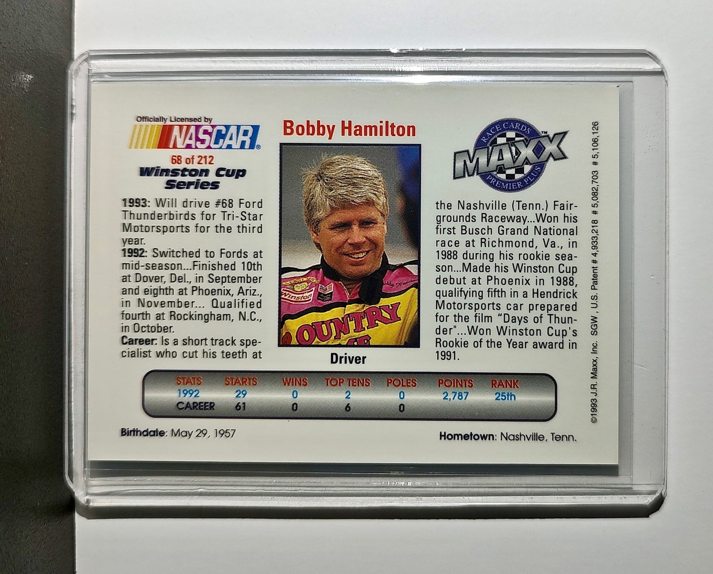 Ernie Irvan 1993 Maxx Premier Plus Racing #68 NASCAR Morgan-McClure Motorsports