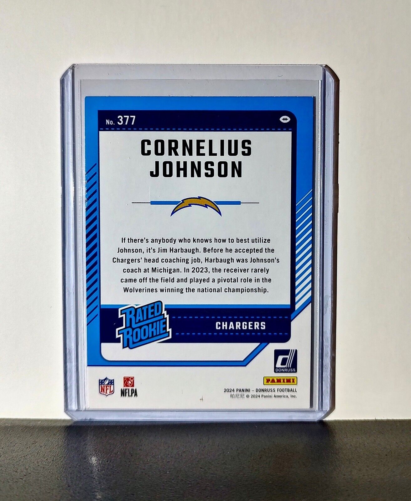 Cornelius Johnson 2024 Panini Donruss NFL #377 Rated Rookie Press Proof Chargers