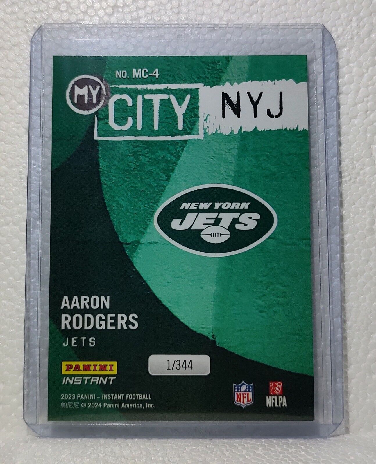 Aaron Rodgers 2023 Panini NFL #4 My City Football Card New York Jets 1/344