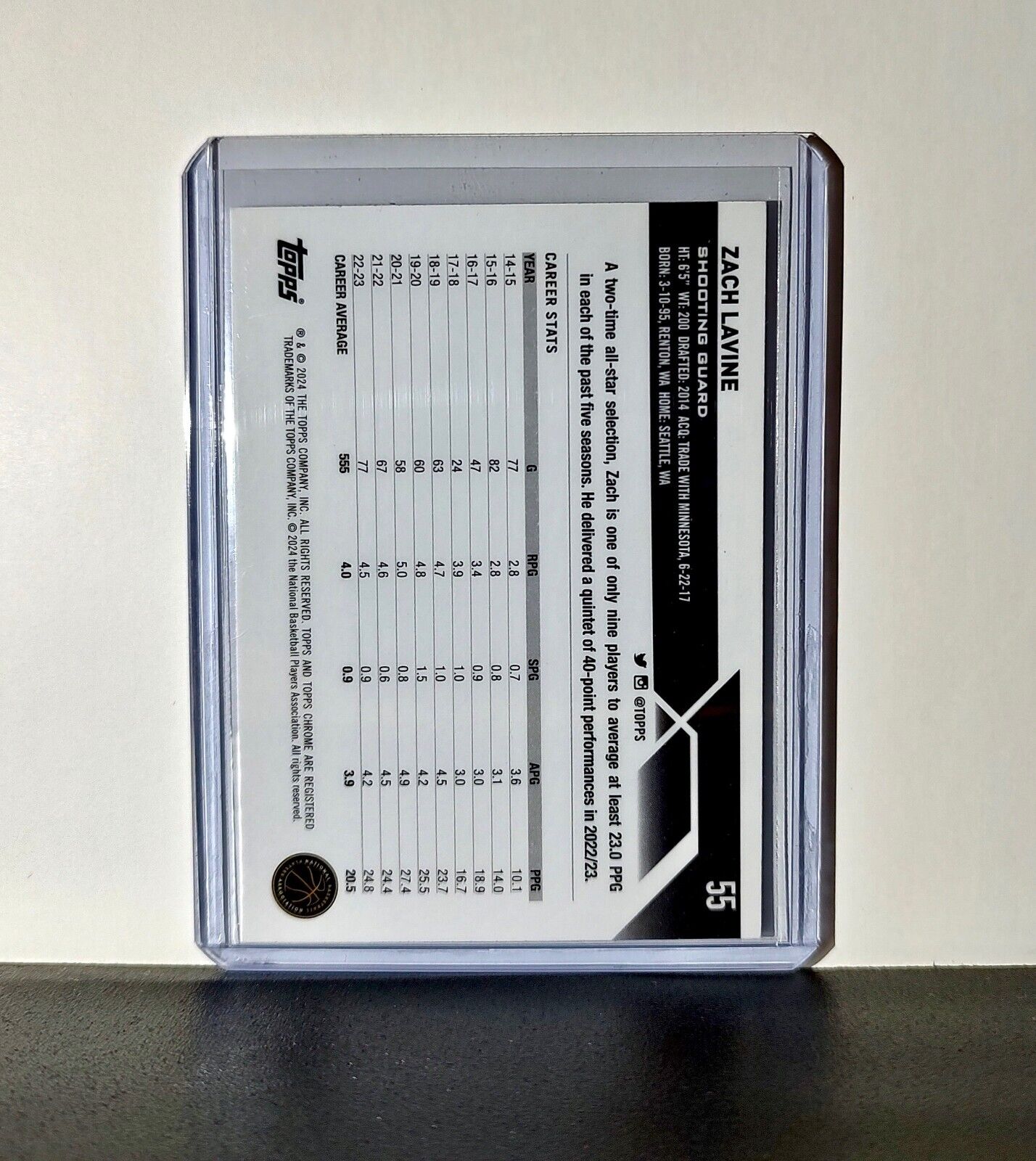 Zach LaVine 2023-24 Topps Chrome NBA #55 Card Chicago Bulls