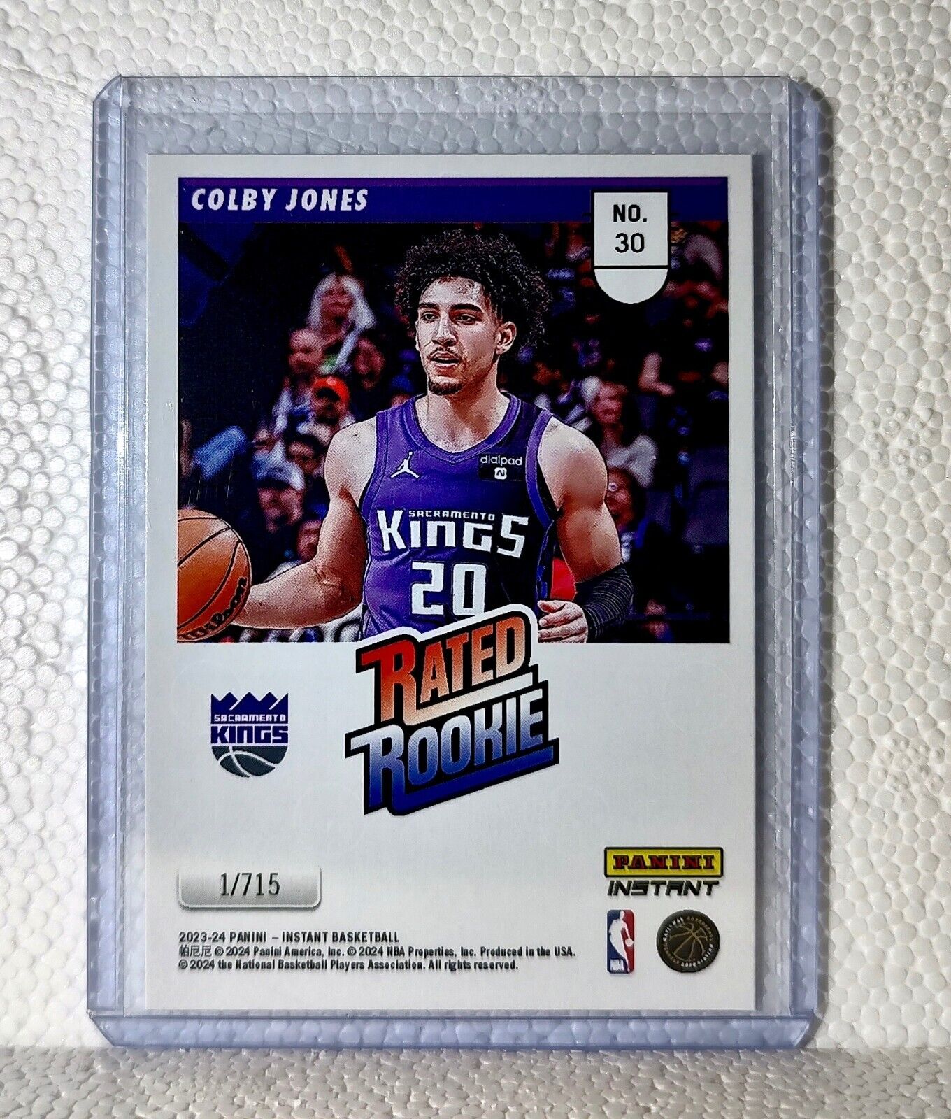 Colby Jones 2023-24 Panini NBA #30 Rated Rookie Retro Card Kings 1/715