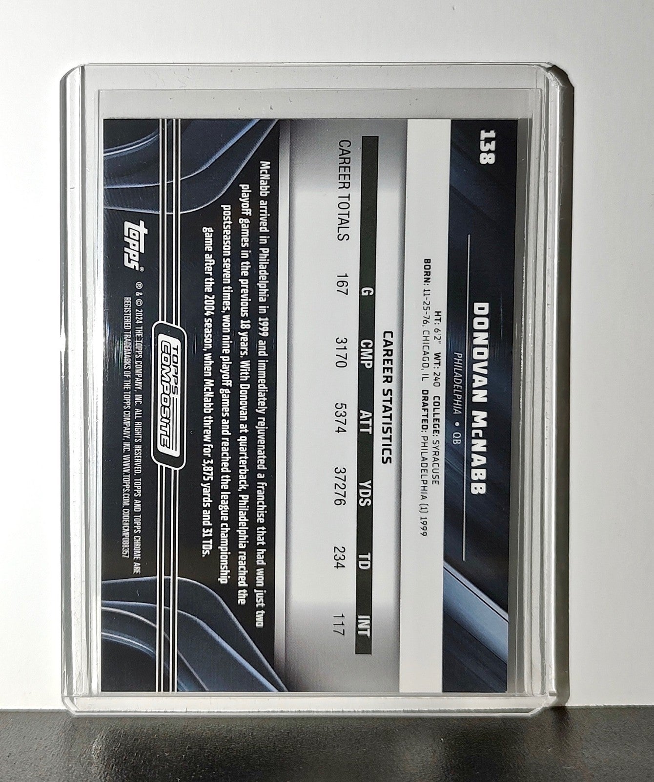 Donovan McNabb 2023 Topps Chrome Black NFL 138 Football Card Philadelphia Eagles