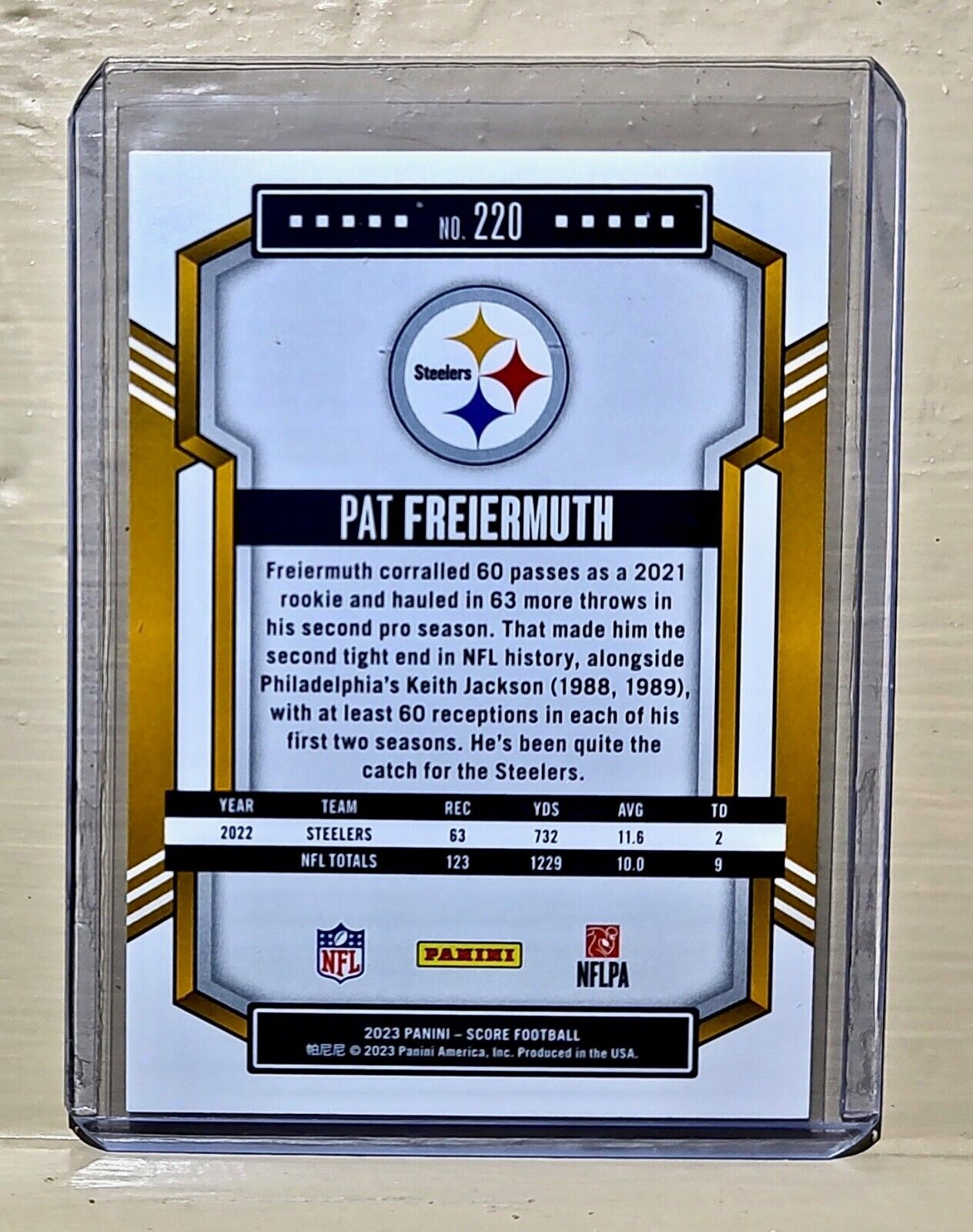 Pat Freiermuth 2023 Panini NFL #220 Score Football Card Pittsburgh Steelers