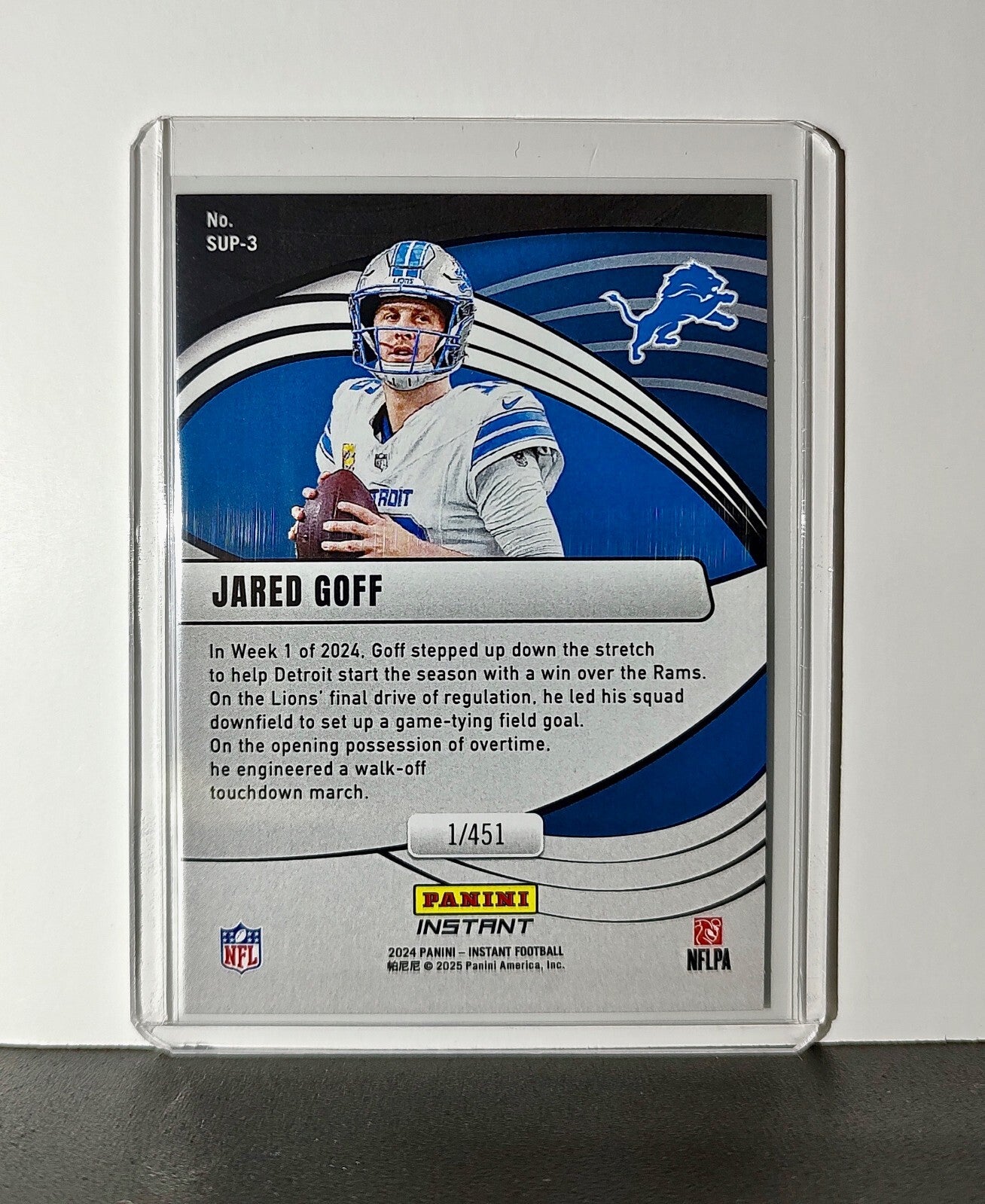 Jared Goff 2024 Panini Supernova NFL #3 Football Card Detroit Lions 1/451