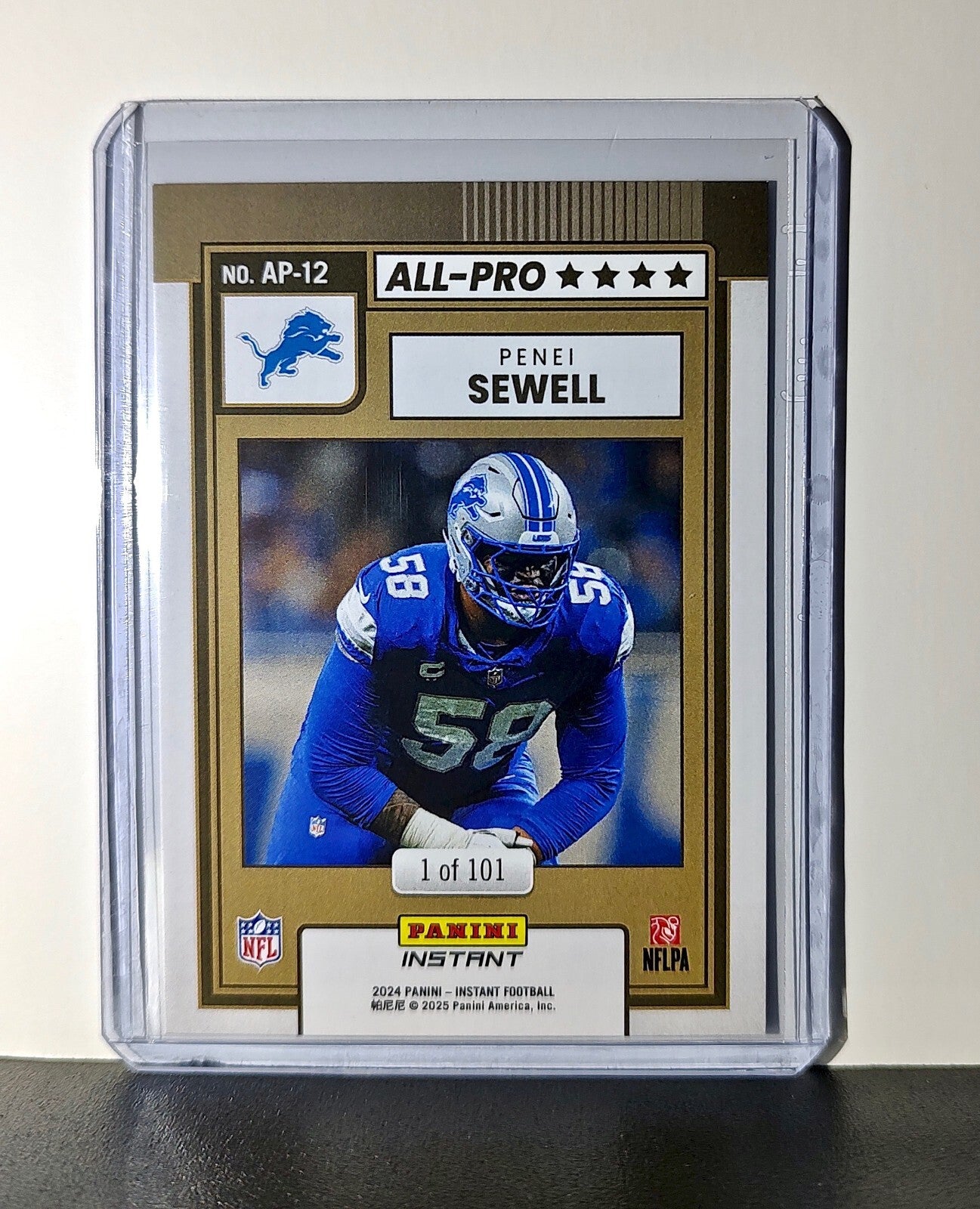 Penei Sewell 2024 All-Pro Panini NFL #12 Football Card Detroit Lions 1 of 101